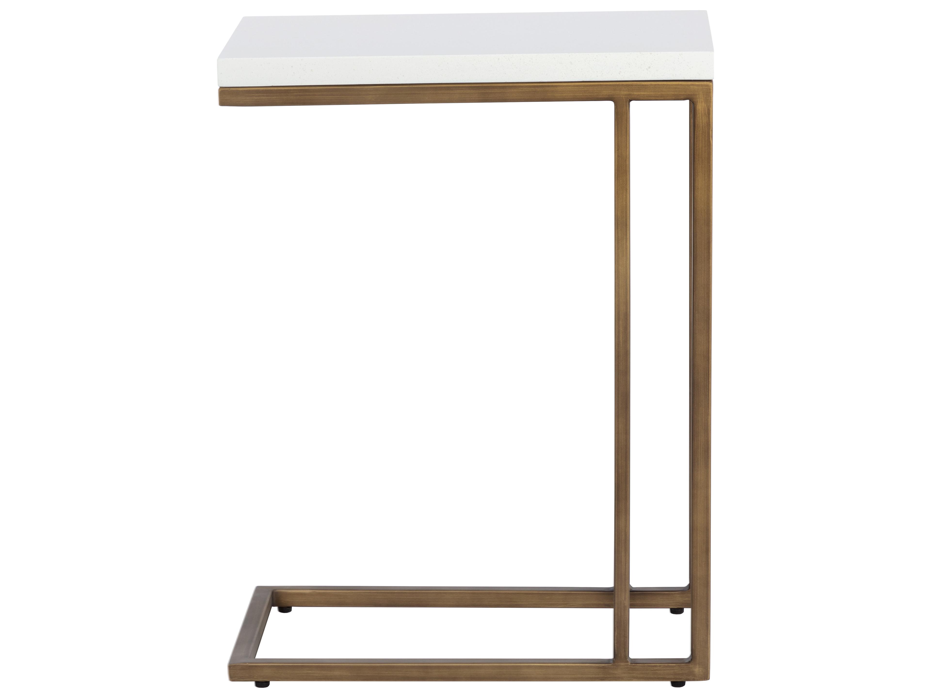 Sunpan Outdoor Solterra Sawyer Steel Antique Brass Rectangular End Table