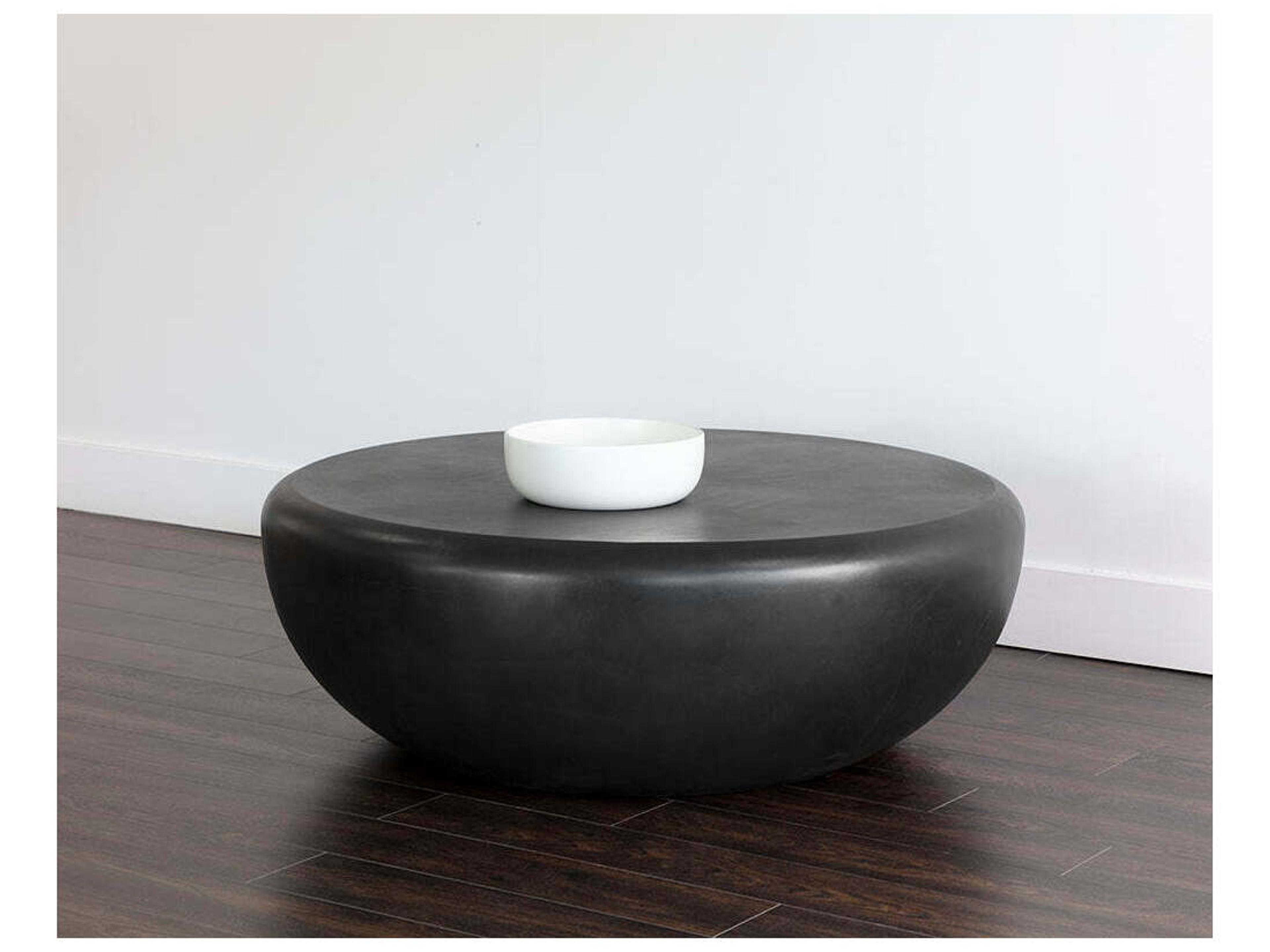 Sunpan Outdoor MIXT Iolite Concrete Black Round Coffee Table