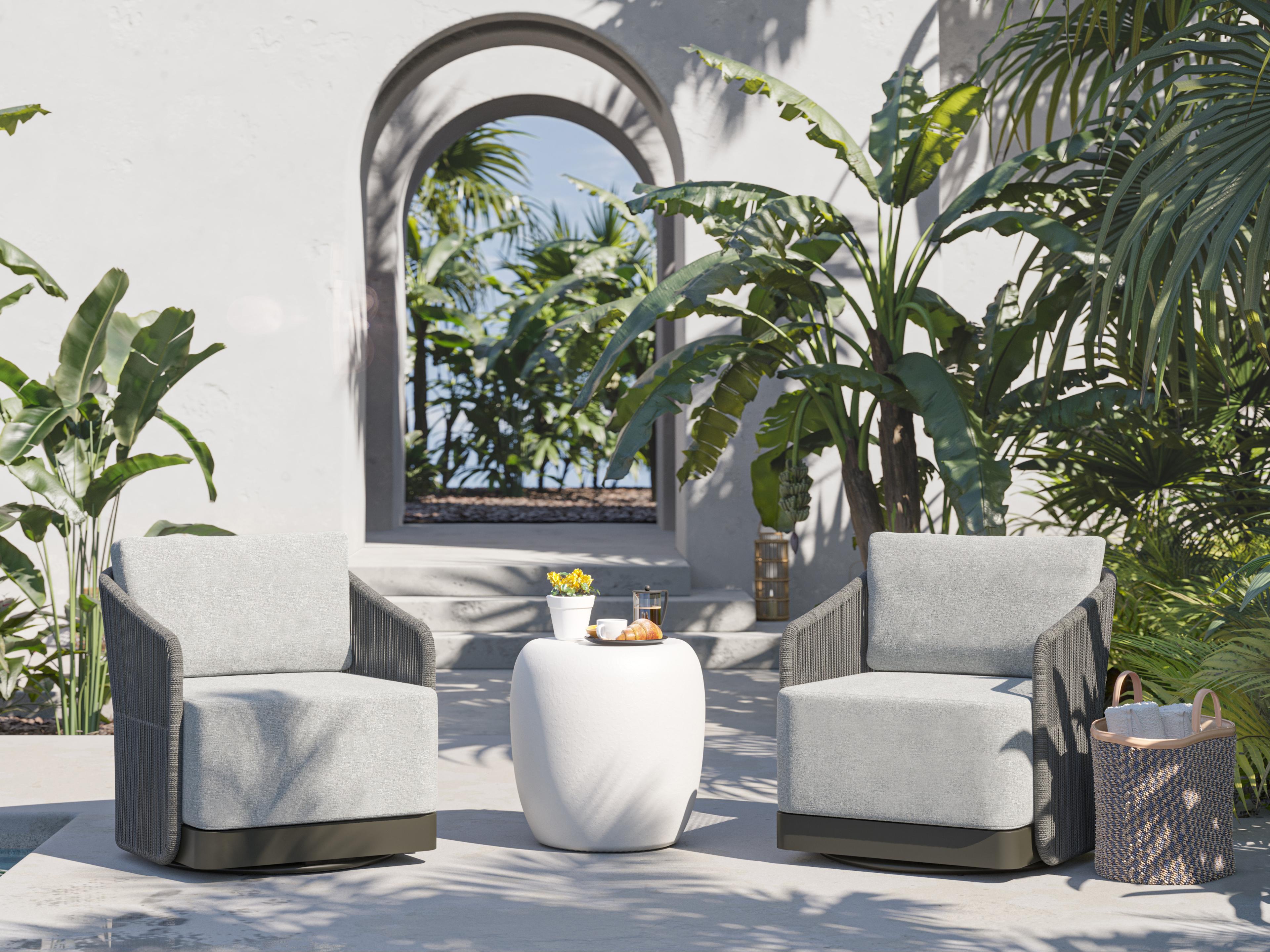 Sunpan Outdoor Iolite End Table in White