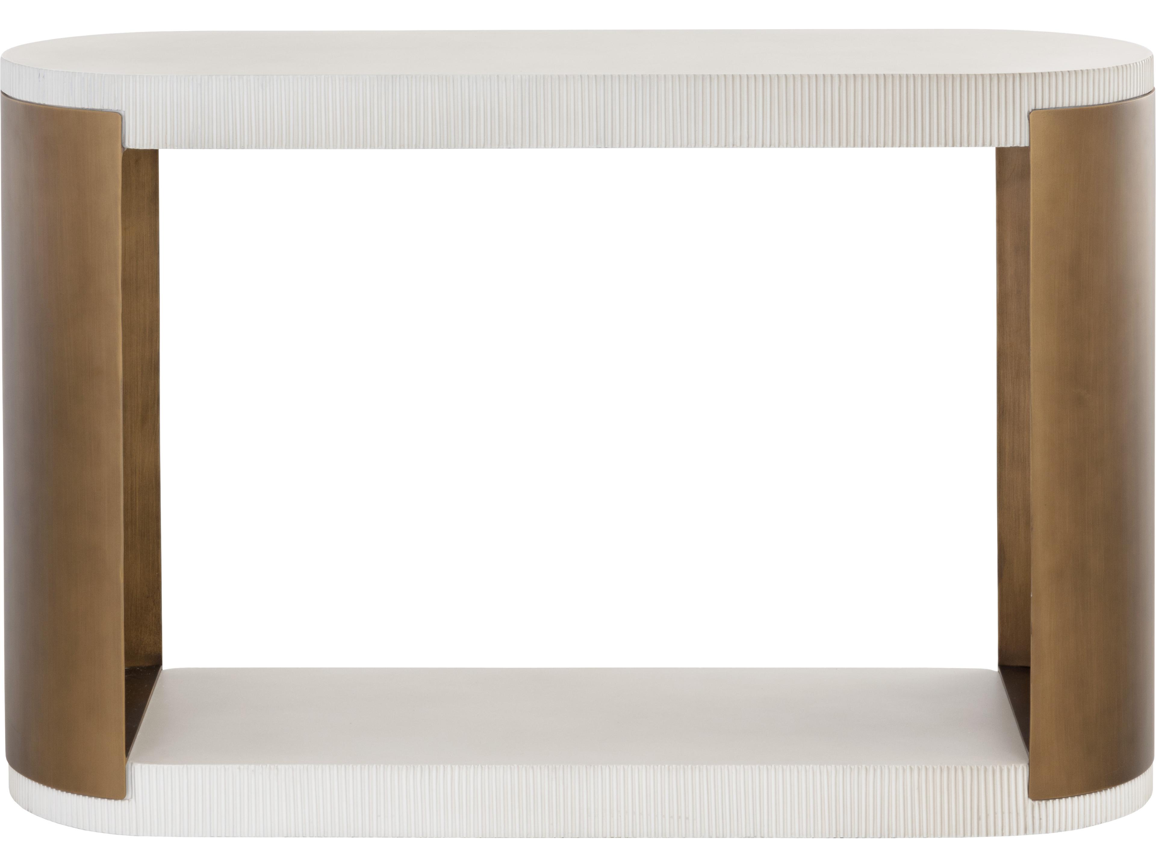 Sunpan Outdoor Solterra Cavette Steel Antique Brass Oval Console Table