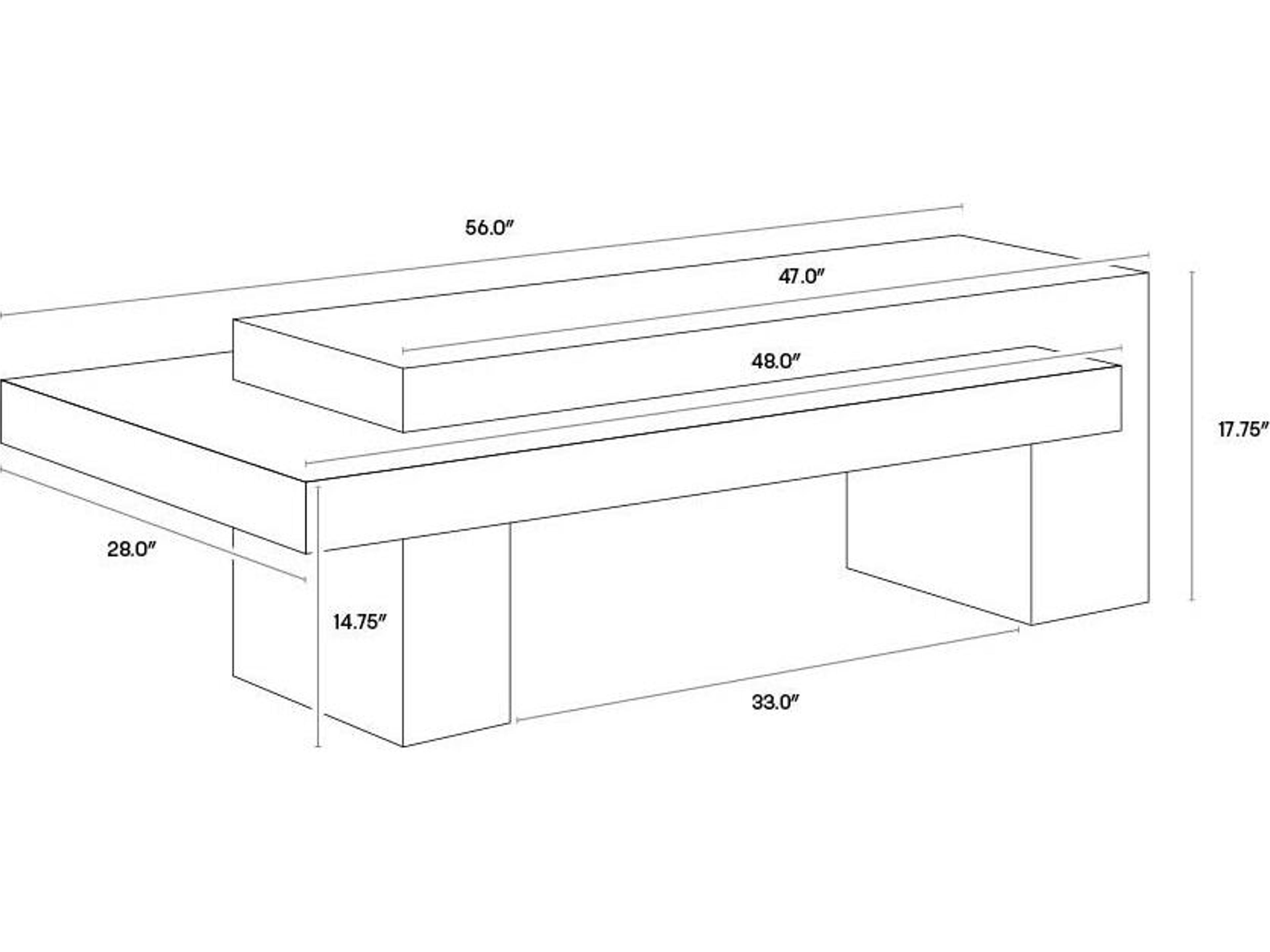 Sunpan Outdoor Solterra Herriot Concrete Dark Brown Rectangular Coffee Table Table