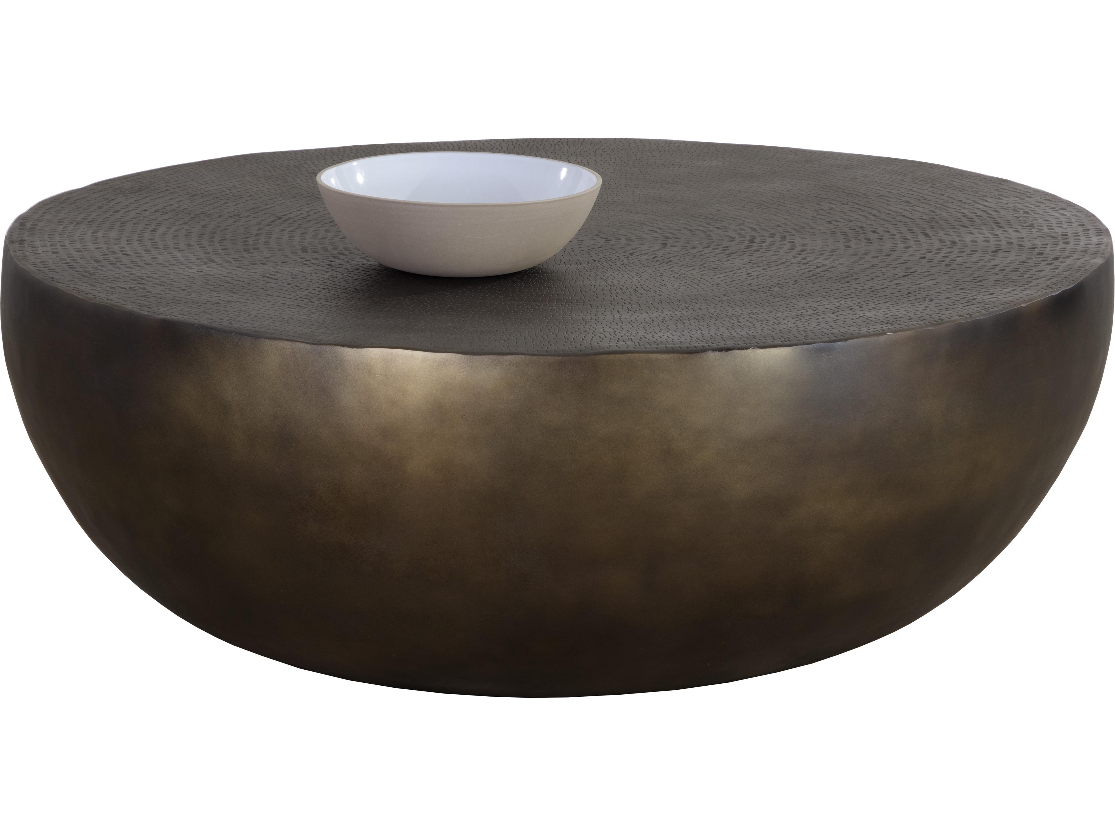 Sunpan Outdoor Cale Aluminum Antique Bronze Round Coffee Table