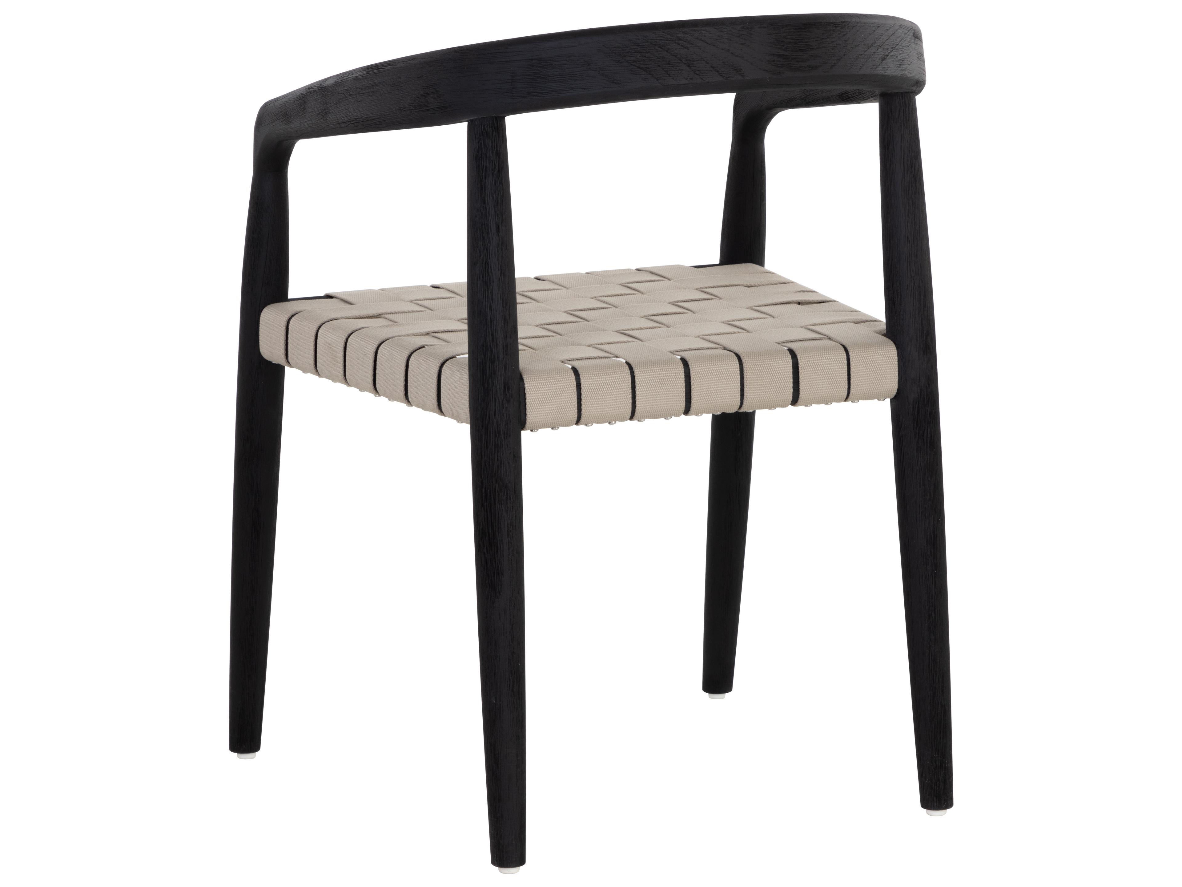 Sunpan Outdoor Cayman Teak Wood Charcoal Dining Arm Chair