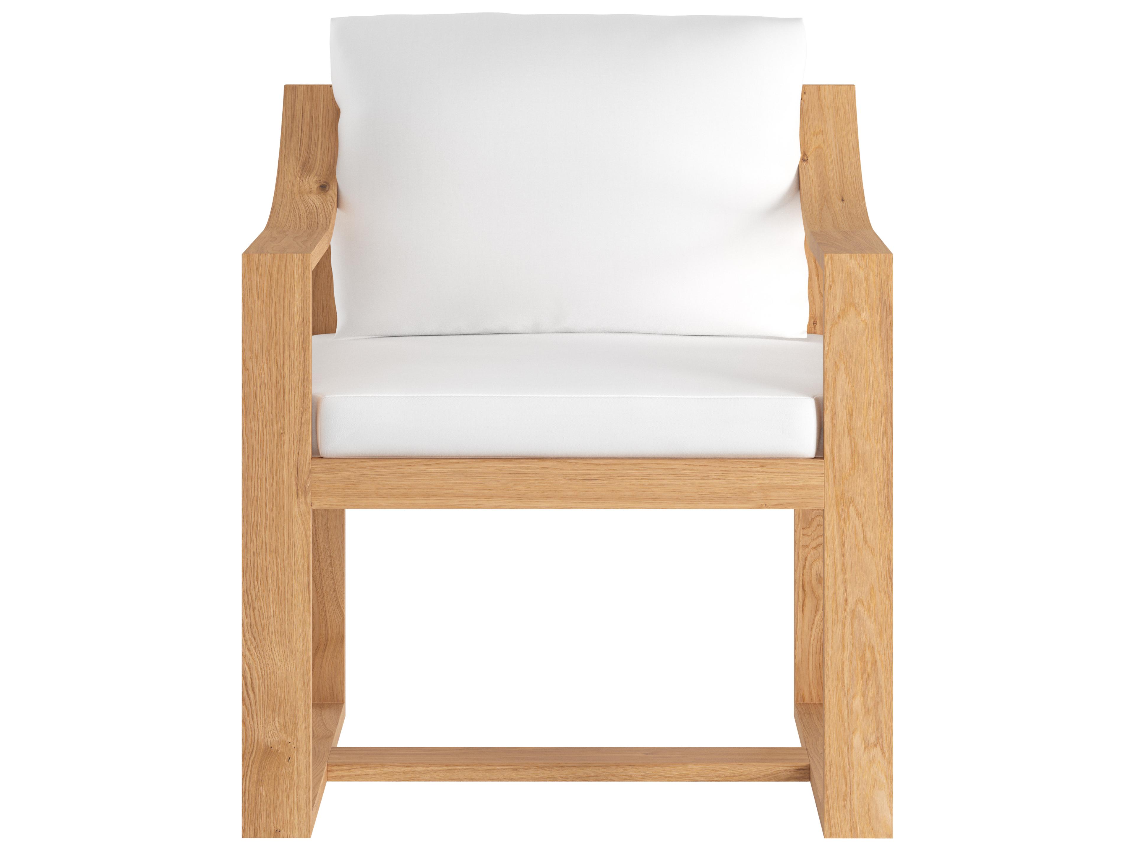 Sunpan Outdoor Tahiti Teak Wood Natural Dining Arm Chair in Stinson White