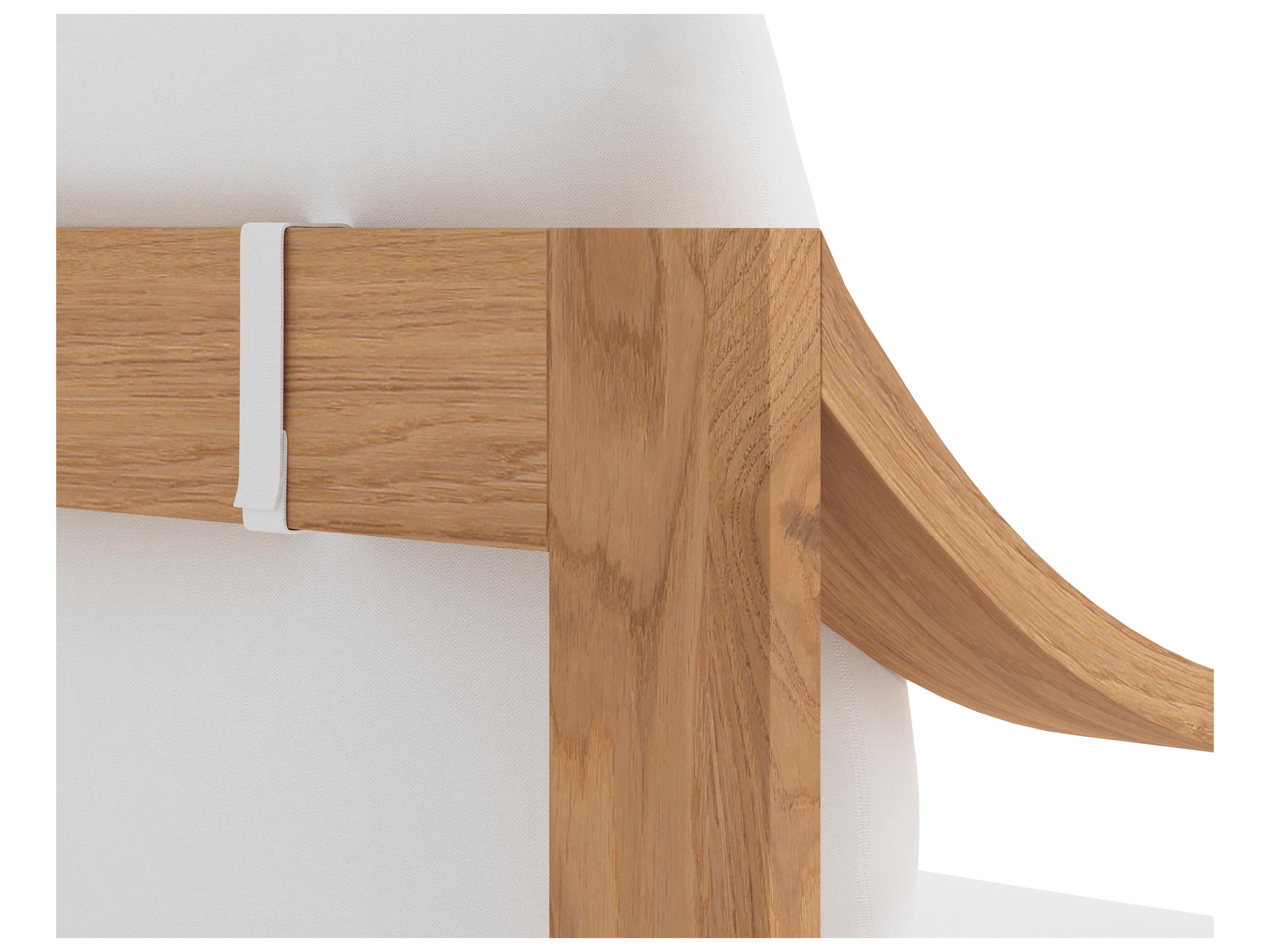 Sunpan Outdoor Tahiti Teak Wood Natural Dining Arm Chair in Stinson White