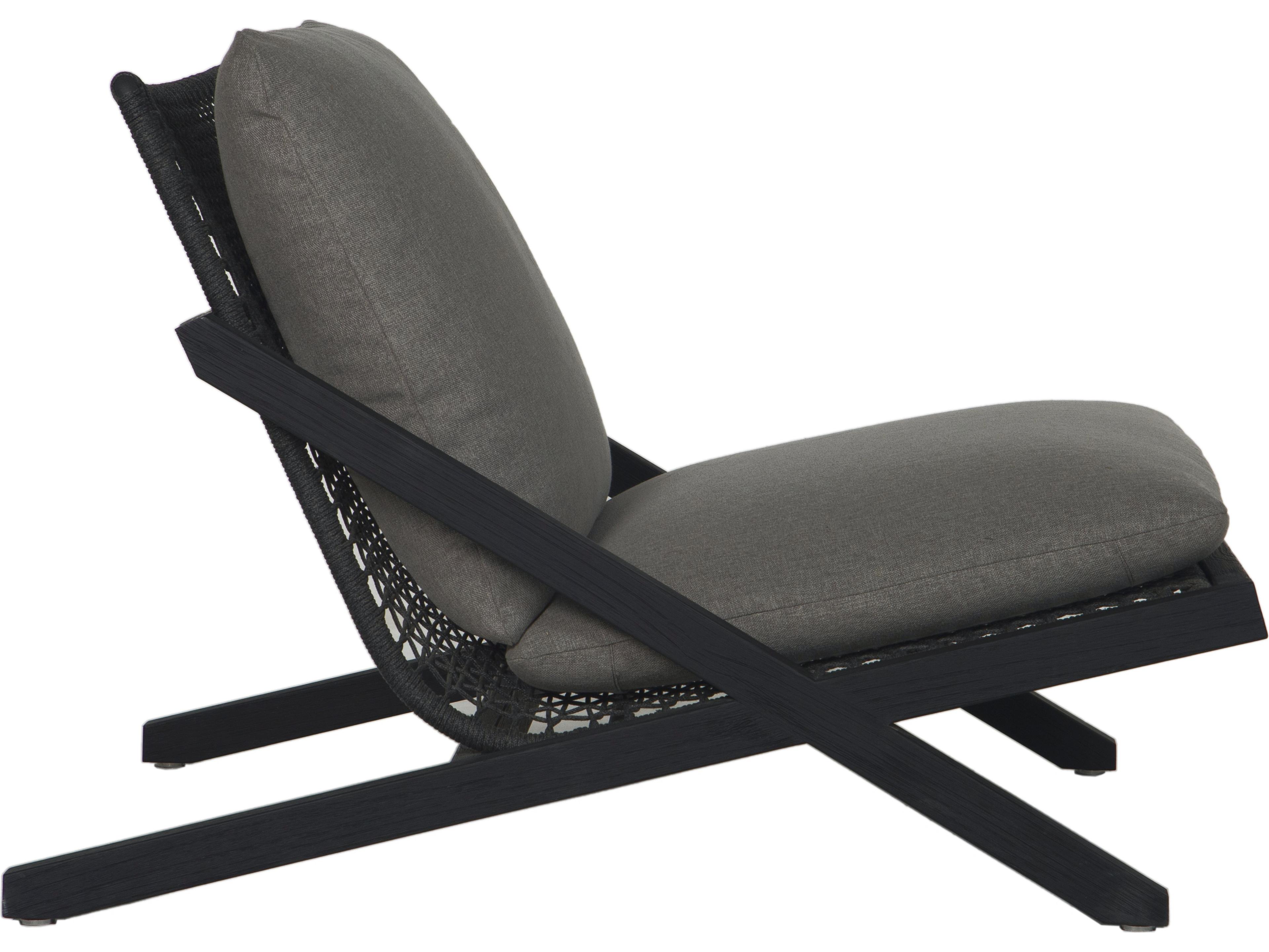Sunpan Outdoor Bari Teak Wood Charcoal Lounge Chair in Gracebay Grey