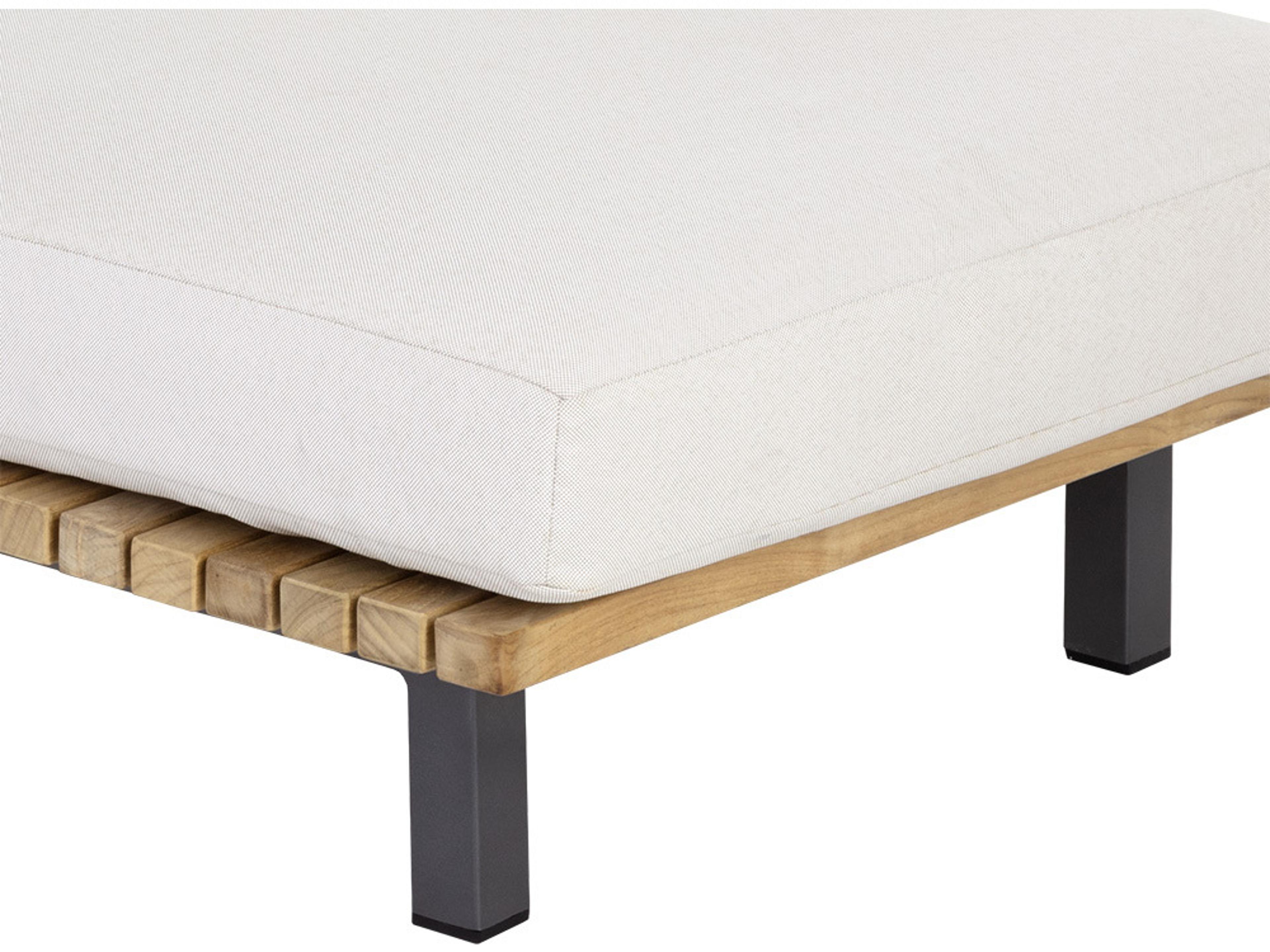 Sunpan Outdoor Geneve Aluminum Dark Grey Chaise Lounge in Palazzo Cream