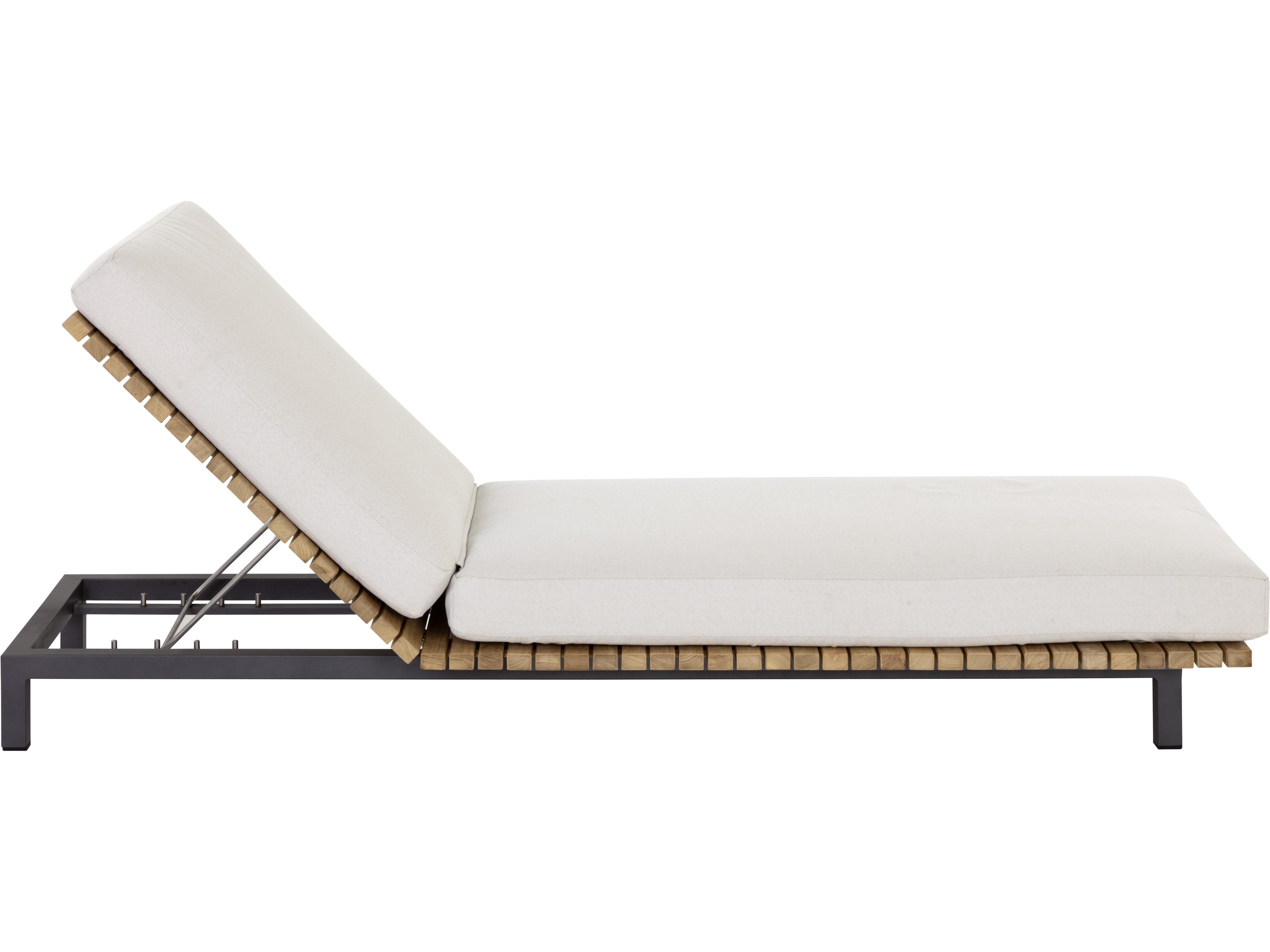 Sunpan Outdoor Geneve Aluminum Dark Grey Chaise Lounge in Palazzo Cream