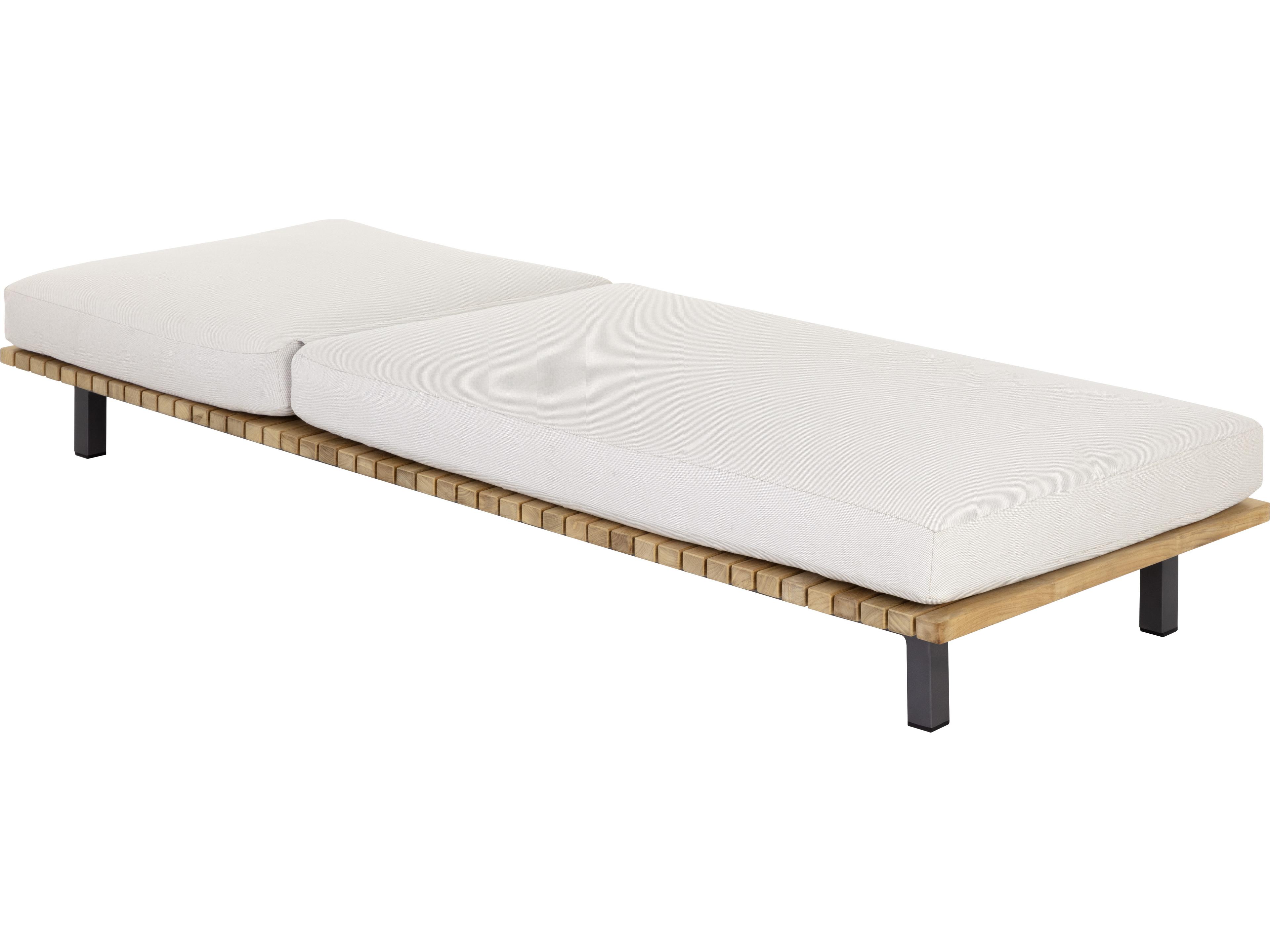 Sunpan Outdoor Geneve Aluminum Dark Grey Chaise Lounge in Palazzo Cream