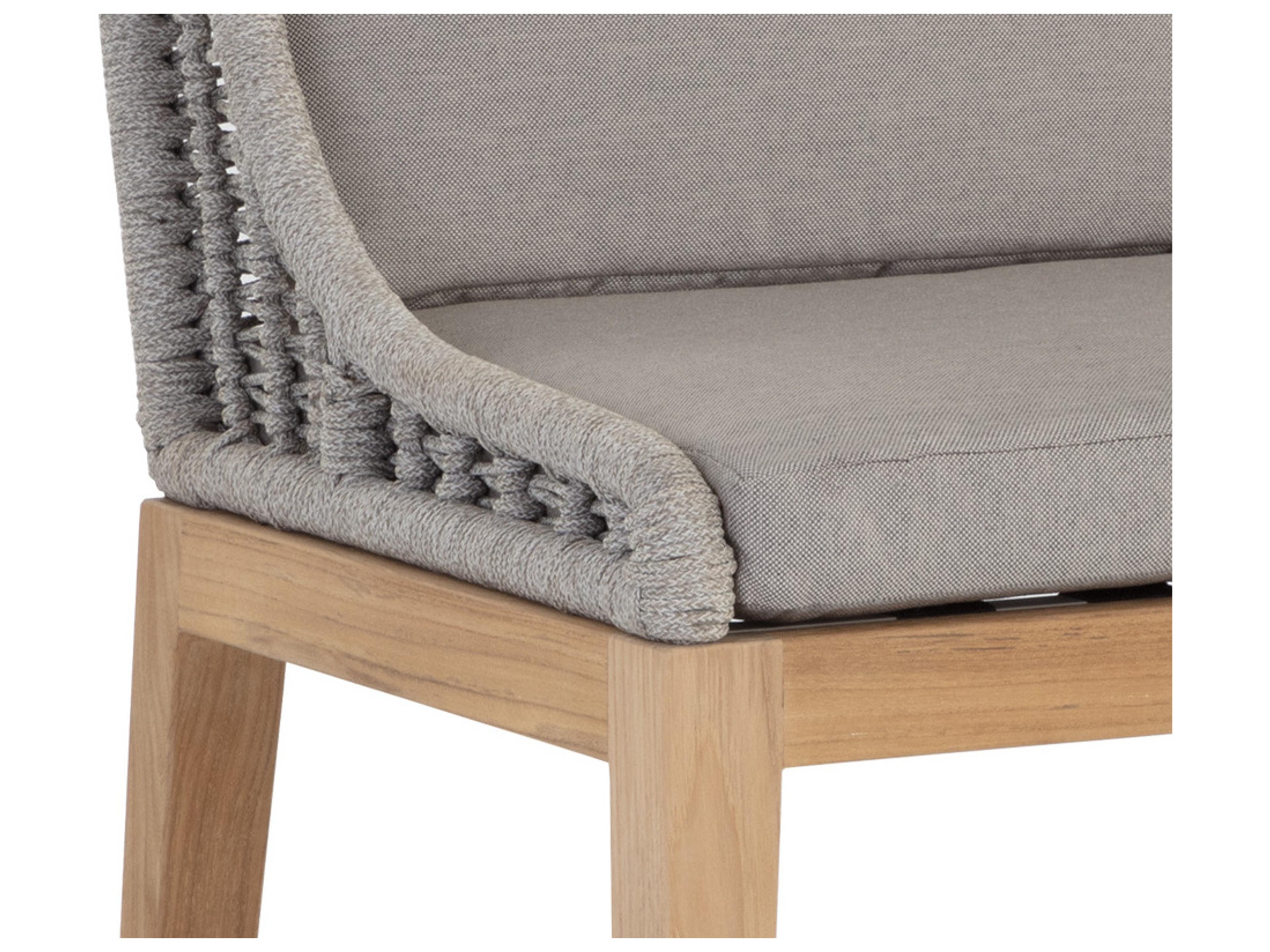 Sunpan Outdoor Sorrento Teak Wood Natural Counter Stool in Palazzo Taupe