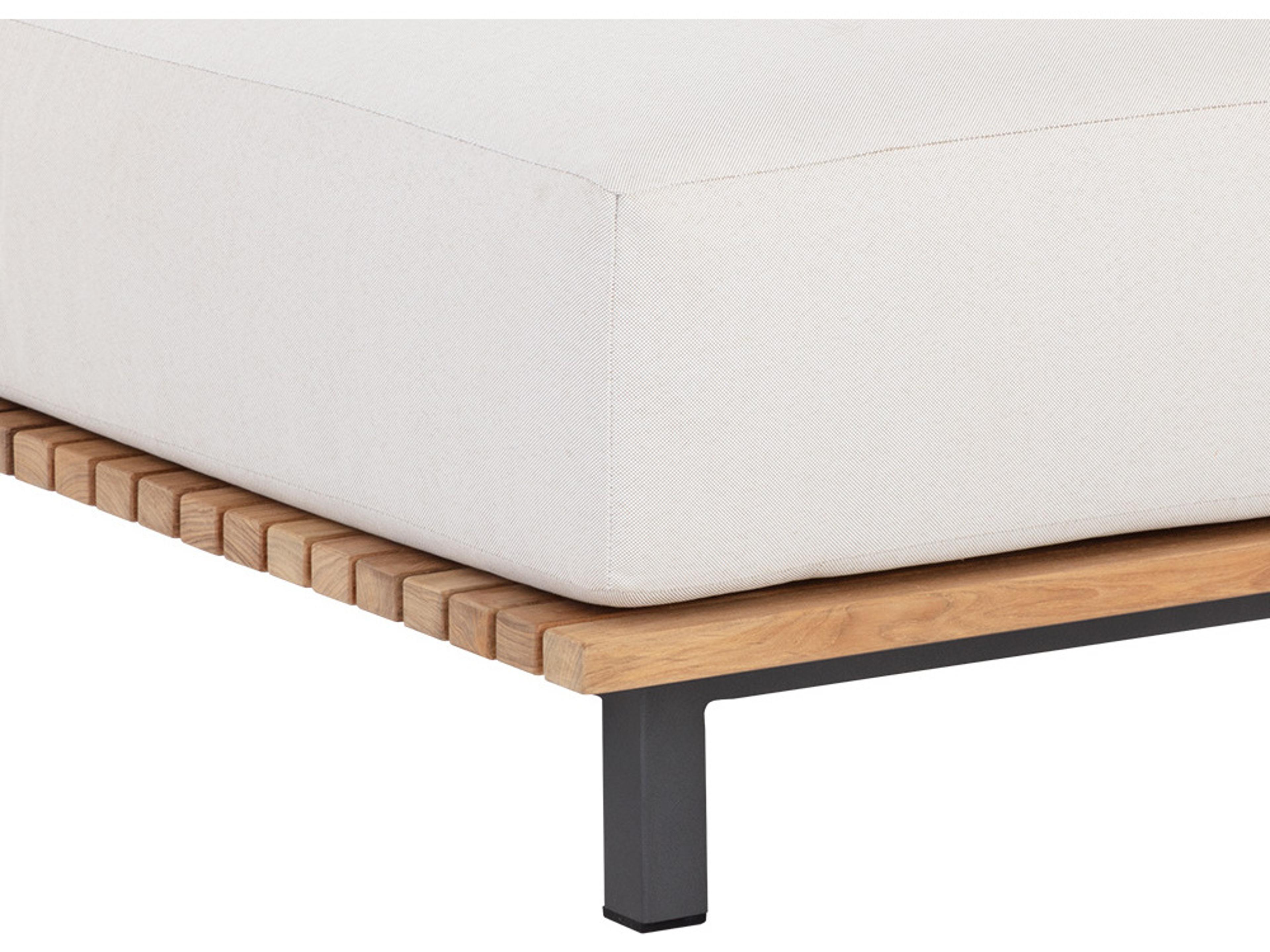 Sunpan Outdoor Geneve Aluminum Dark Grey Modular Ottoman in Palazzo Cream