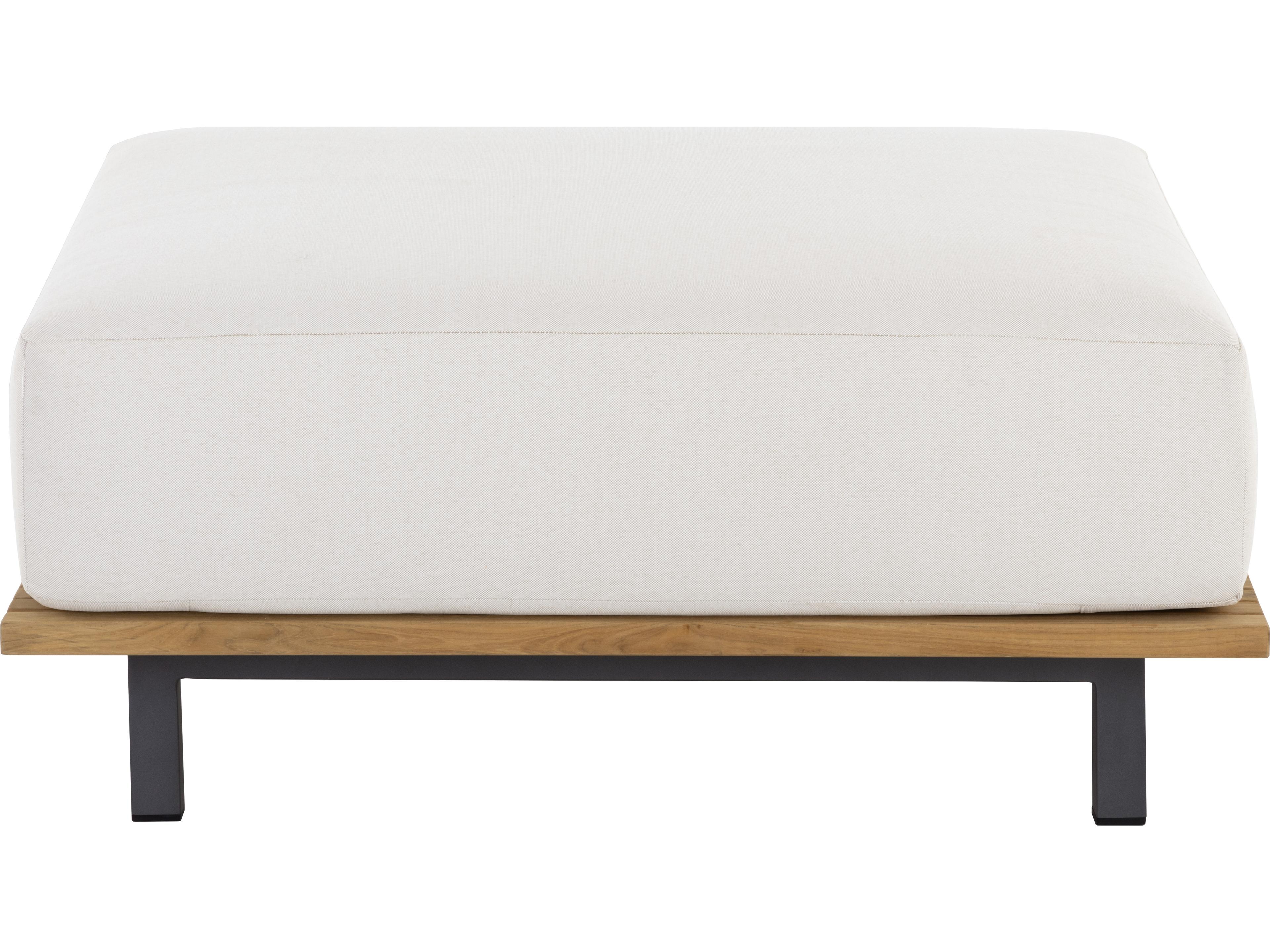 Sunpan Outdoor Geneve Aluminum Dark Grey Modular Ottoman in Palazzo Cream