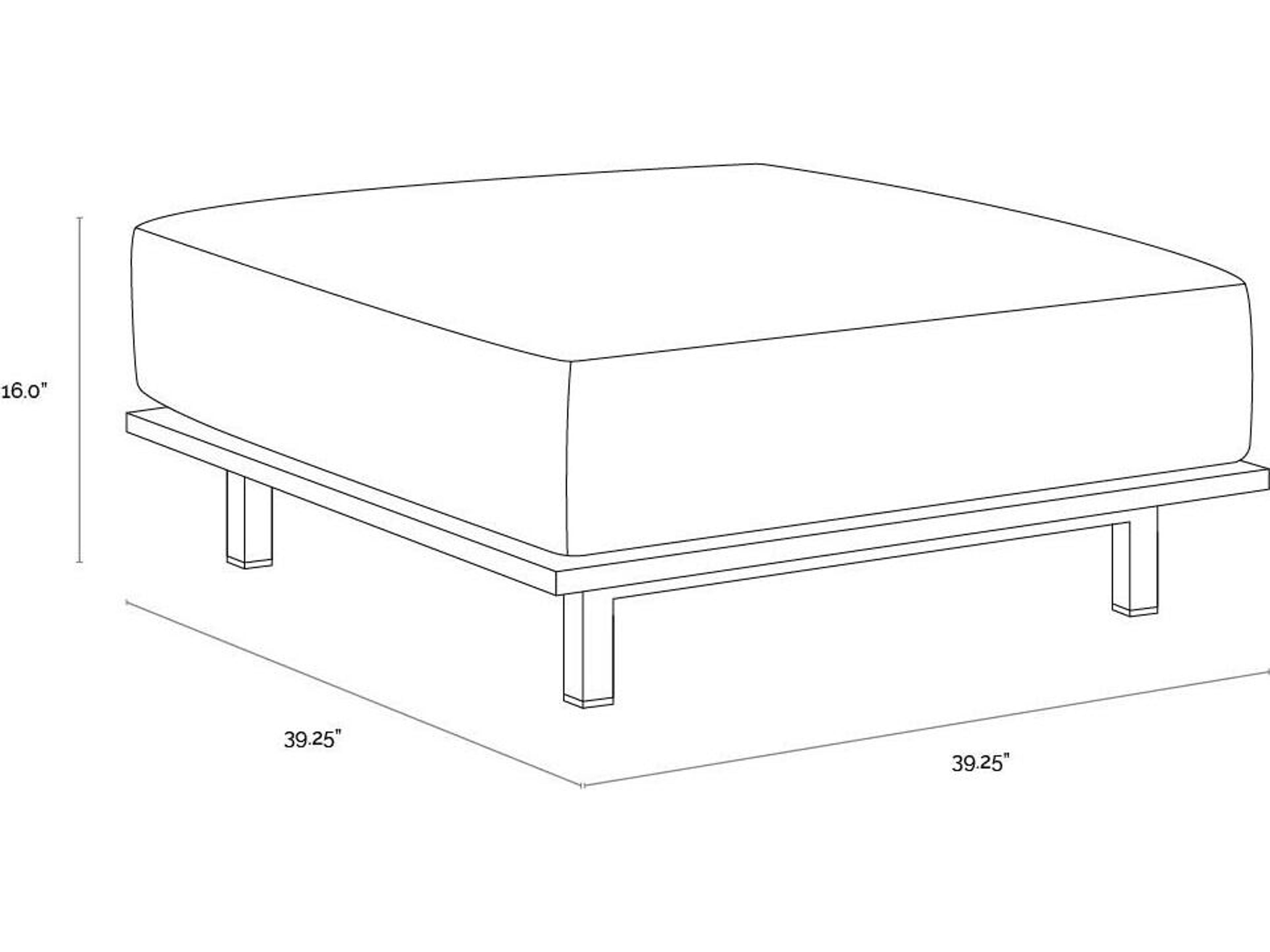 Sunpan Outdoor Geneve Aluminum Dark Grey Modular Ottoman in Palazzo Cream