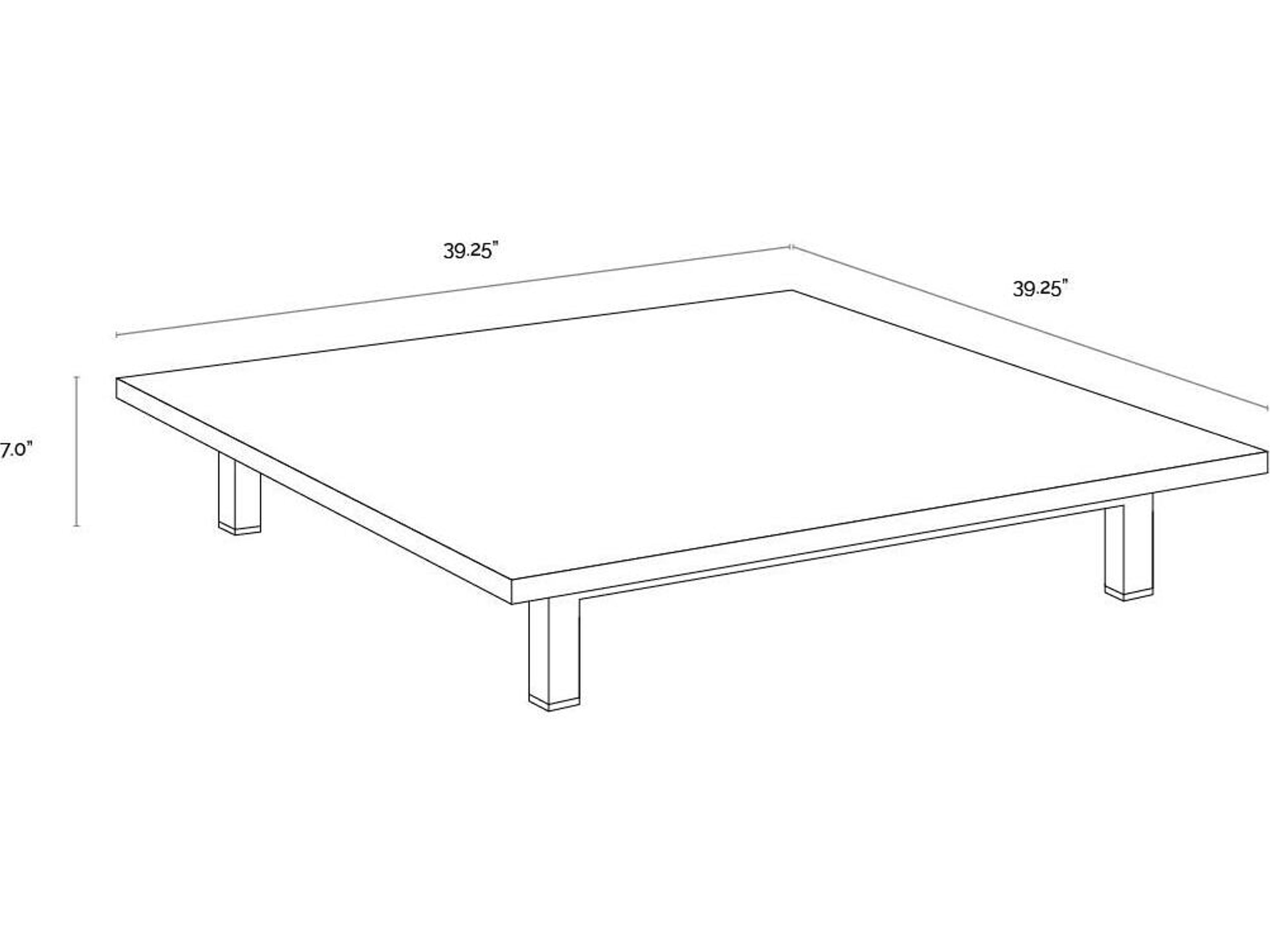 Sunpan Outdoor Geneve Aluminum Dark Grey Square Coffee Table