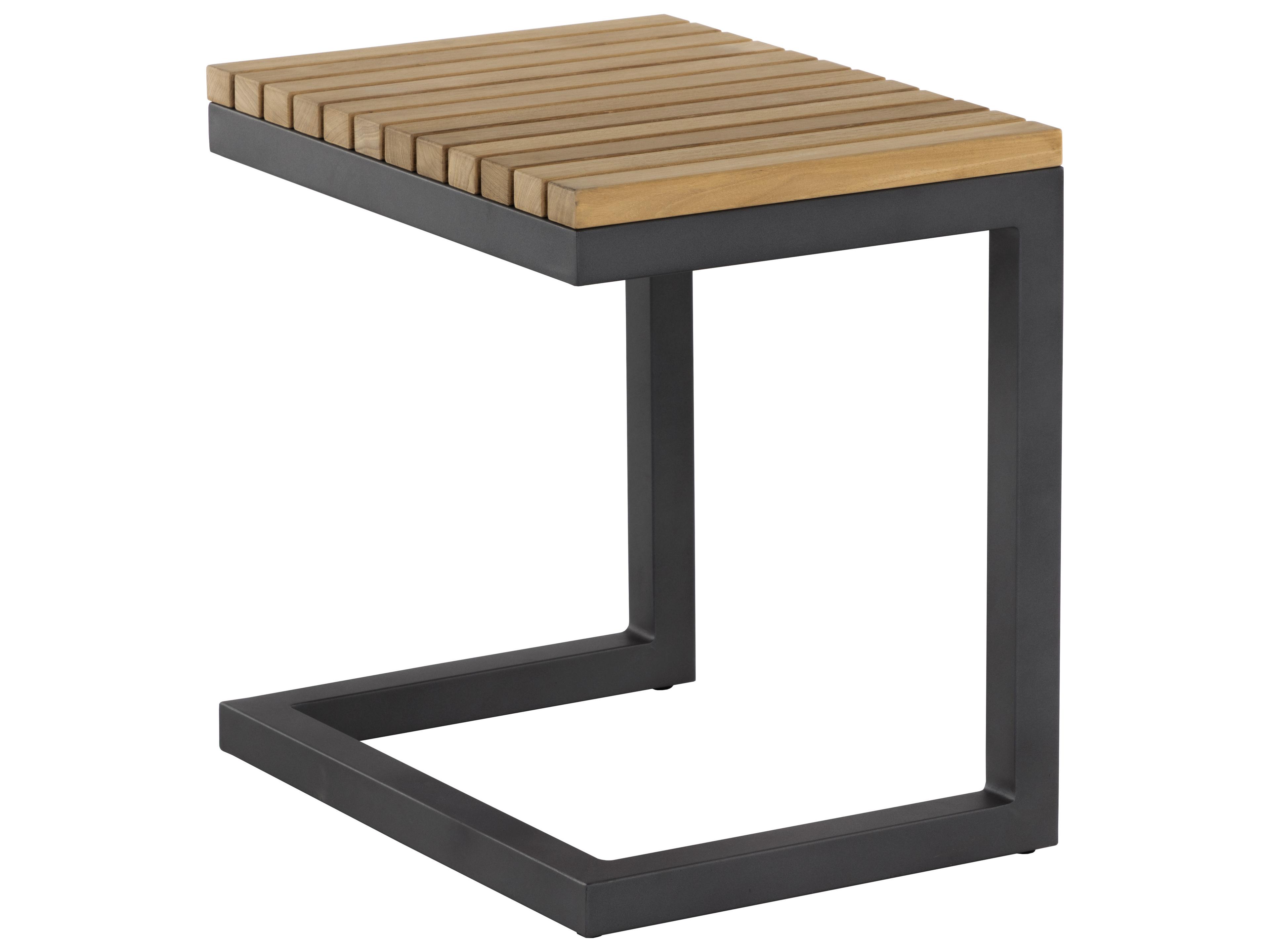 Sunpan Outdoor Geneve Aluminum Dark Grey Rectangular C-Shaped End Table