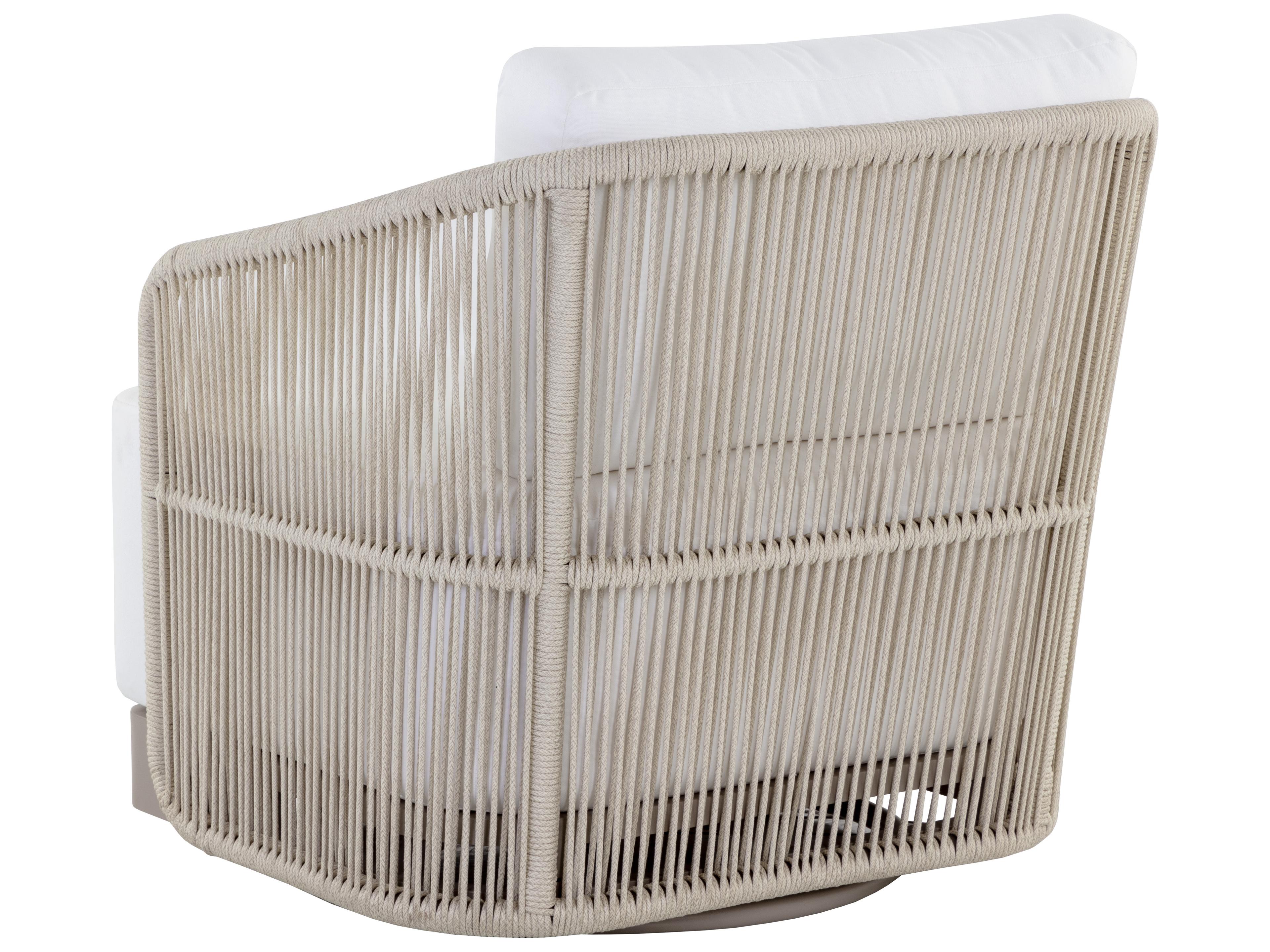 Sunpan Outdoor Allariz Aluminum Rope Greige Swivel Lounge Chair in Stinson White