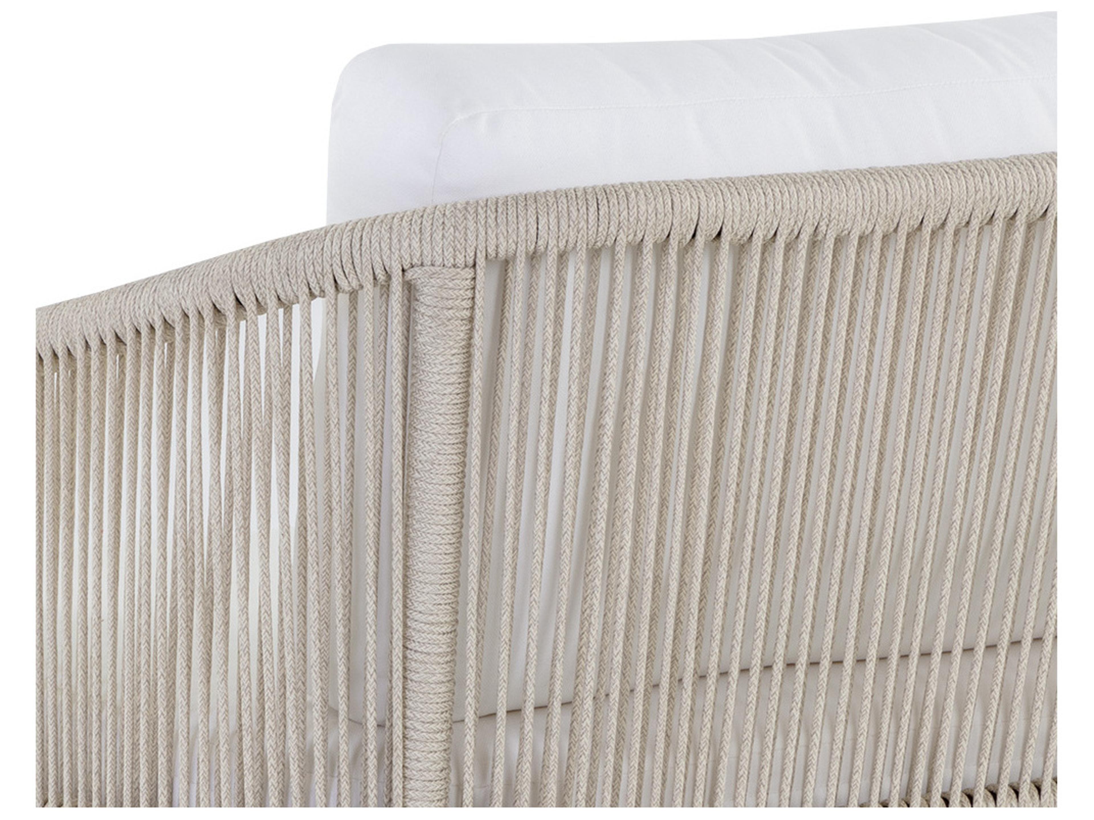 Sunpan Outdoor Allariz Aluminum Rope Greige Swivel Lounge Chair in Stinson White