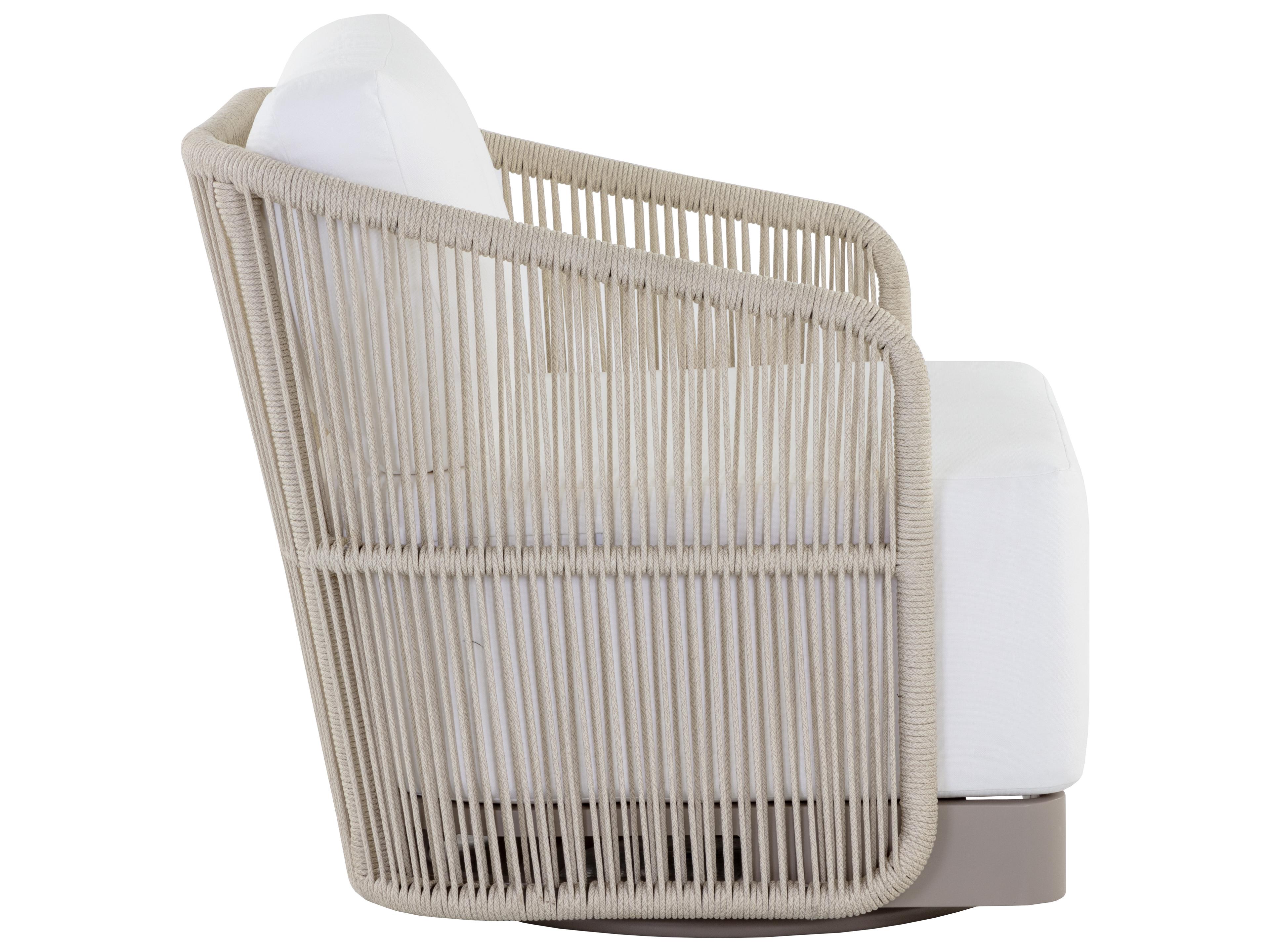 Sunpan Outdoor Allariz Aluminum Rope Greige Swivel Lounge Chair in Stinson White