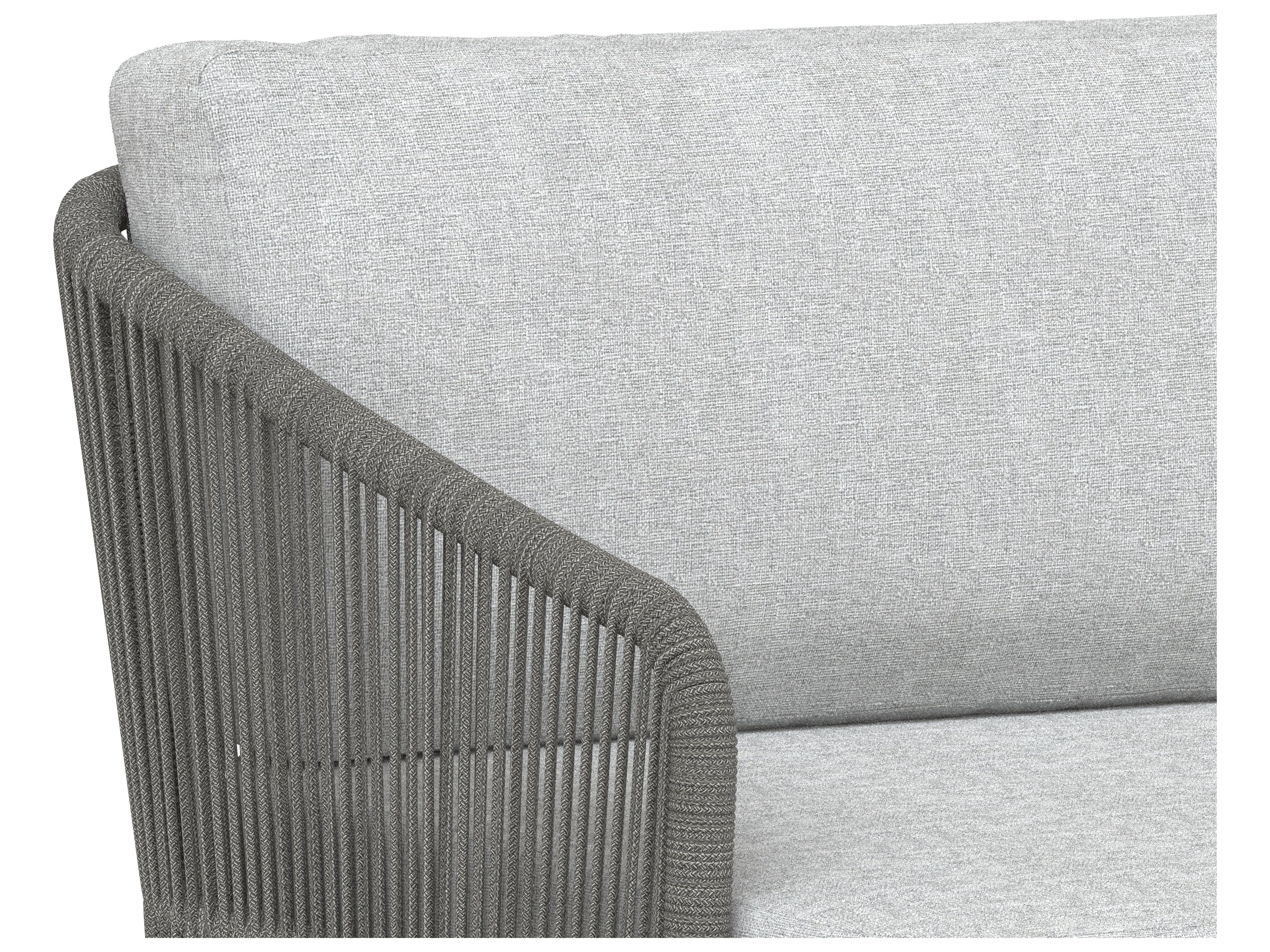 Sunpan Outdoor Allariz Aluminum Rope Warm Grey Swivel Lounge Chair in Gracebay Light Grey