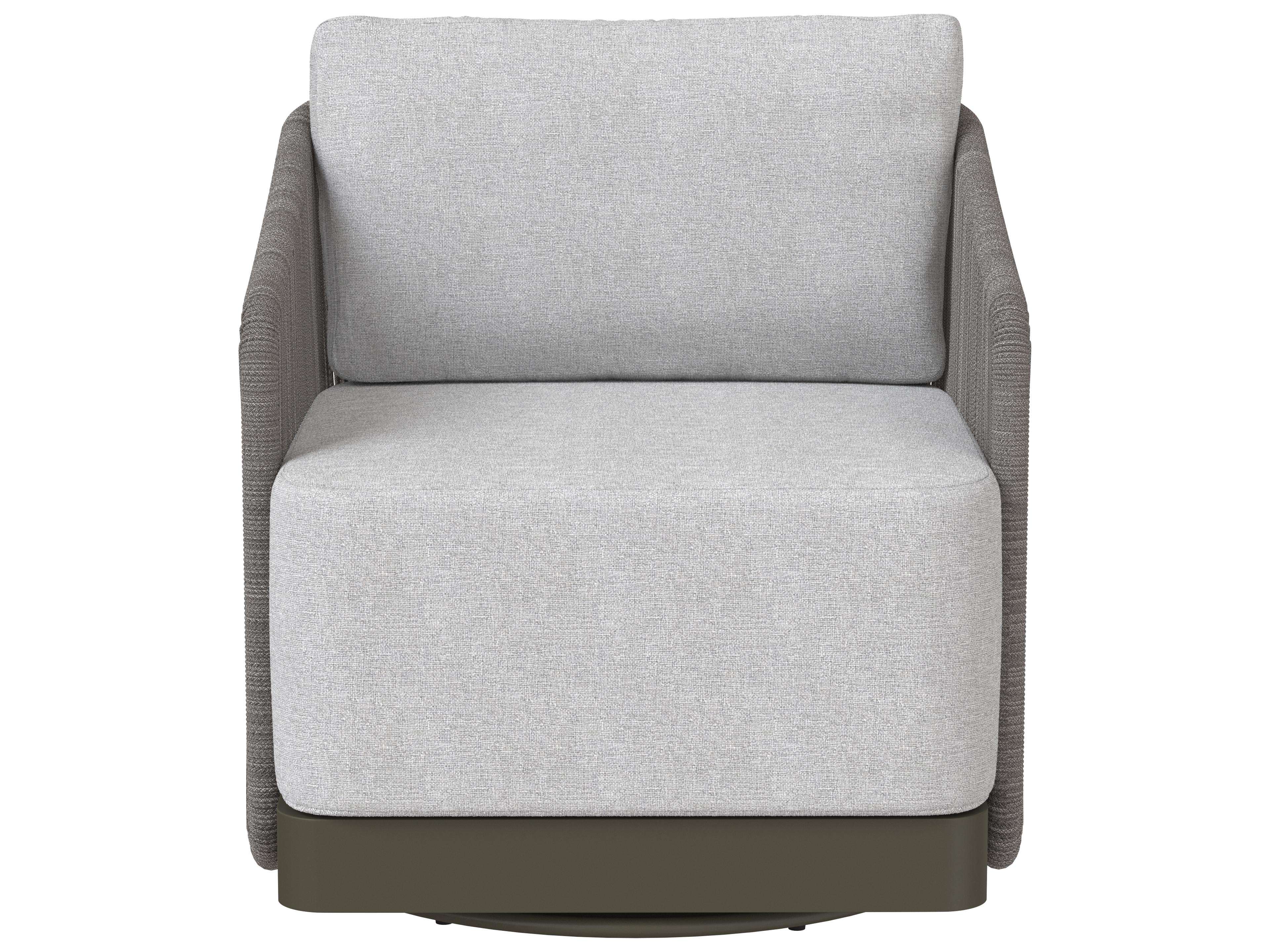 Sunpan Outdoor Allariz Aluminum Rope Warm Grey Swivel Lounge Chair in Gracebay Light Grey
