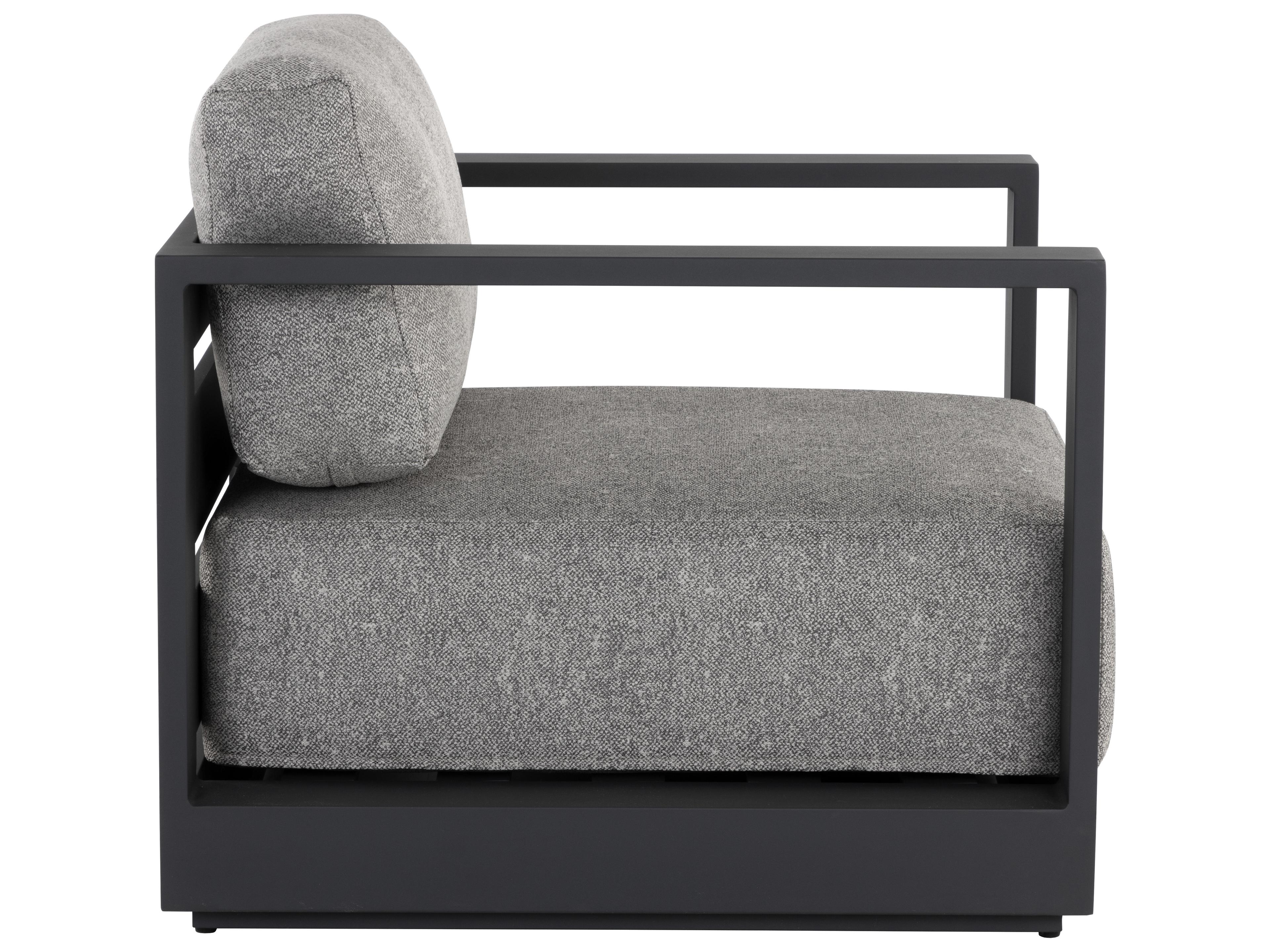 Sunpan Outdoor Tavira Aluminum Charcoal Lounge Chair in Lanikai Salt And Pepper