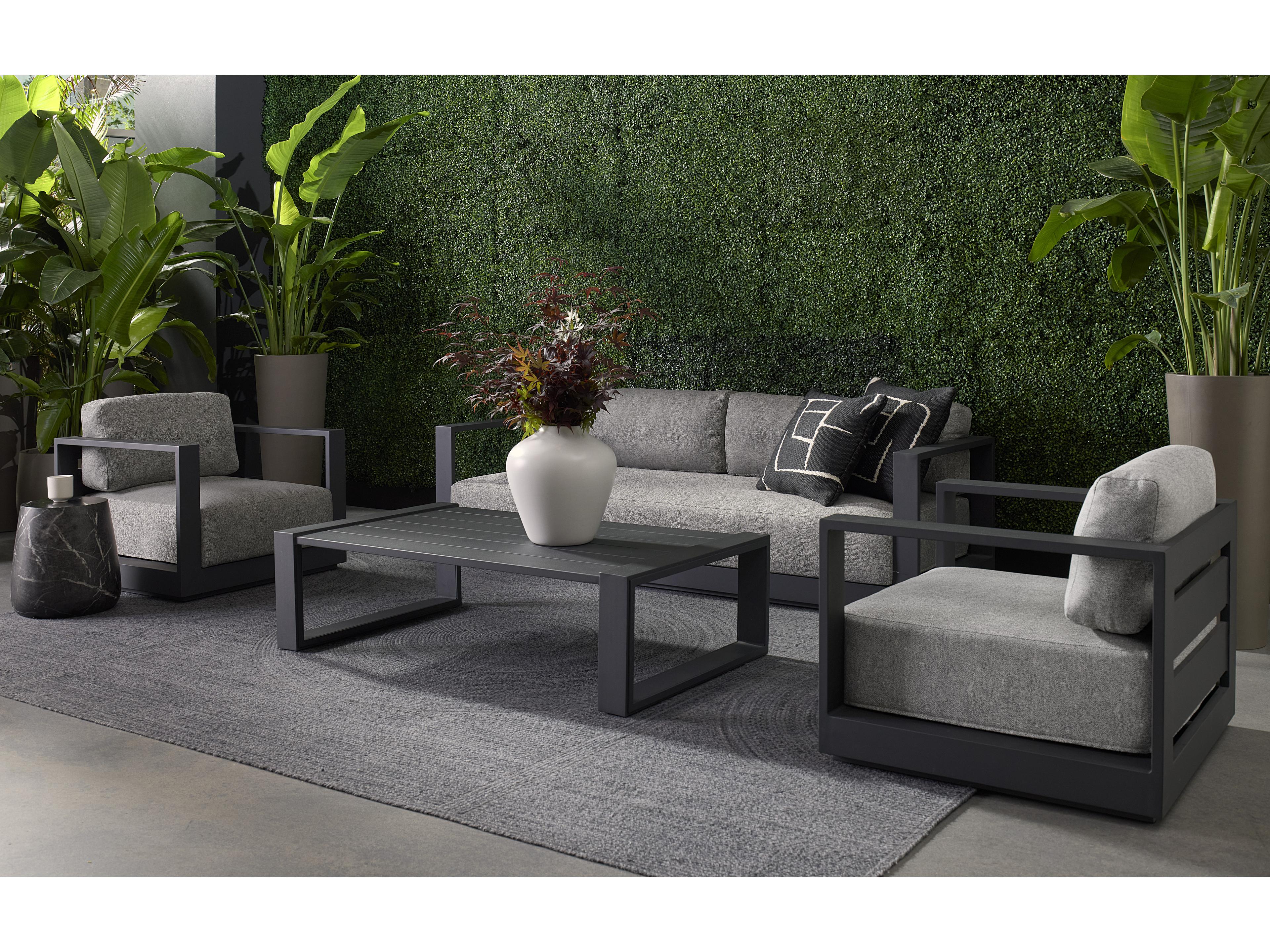 Sunpan Outdoor Tavira Sofa in Charcoal in Lanikai Salt And Pepper