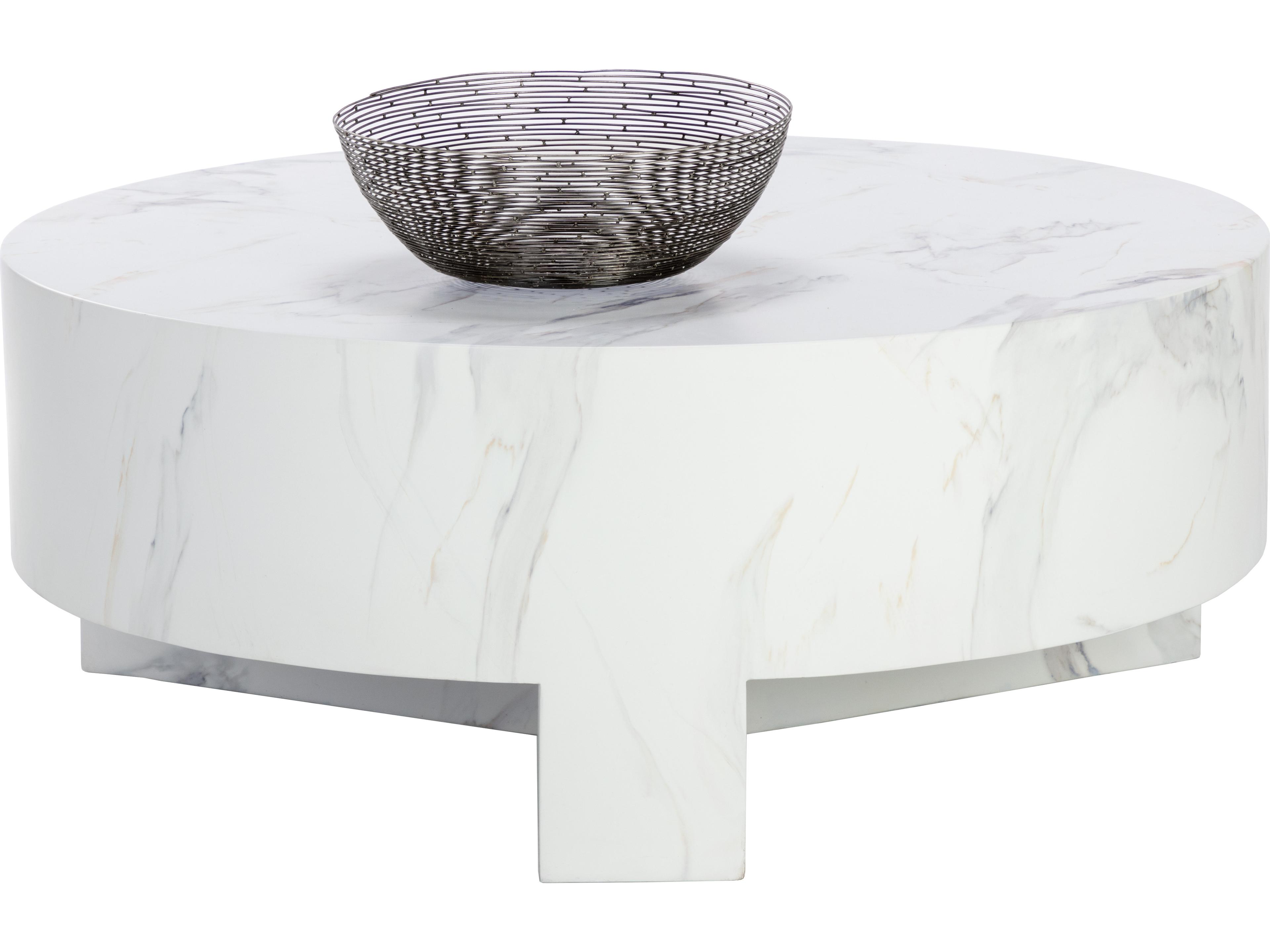 Sunpan Outdoor Mirella Concrete White Round Coffee Table