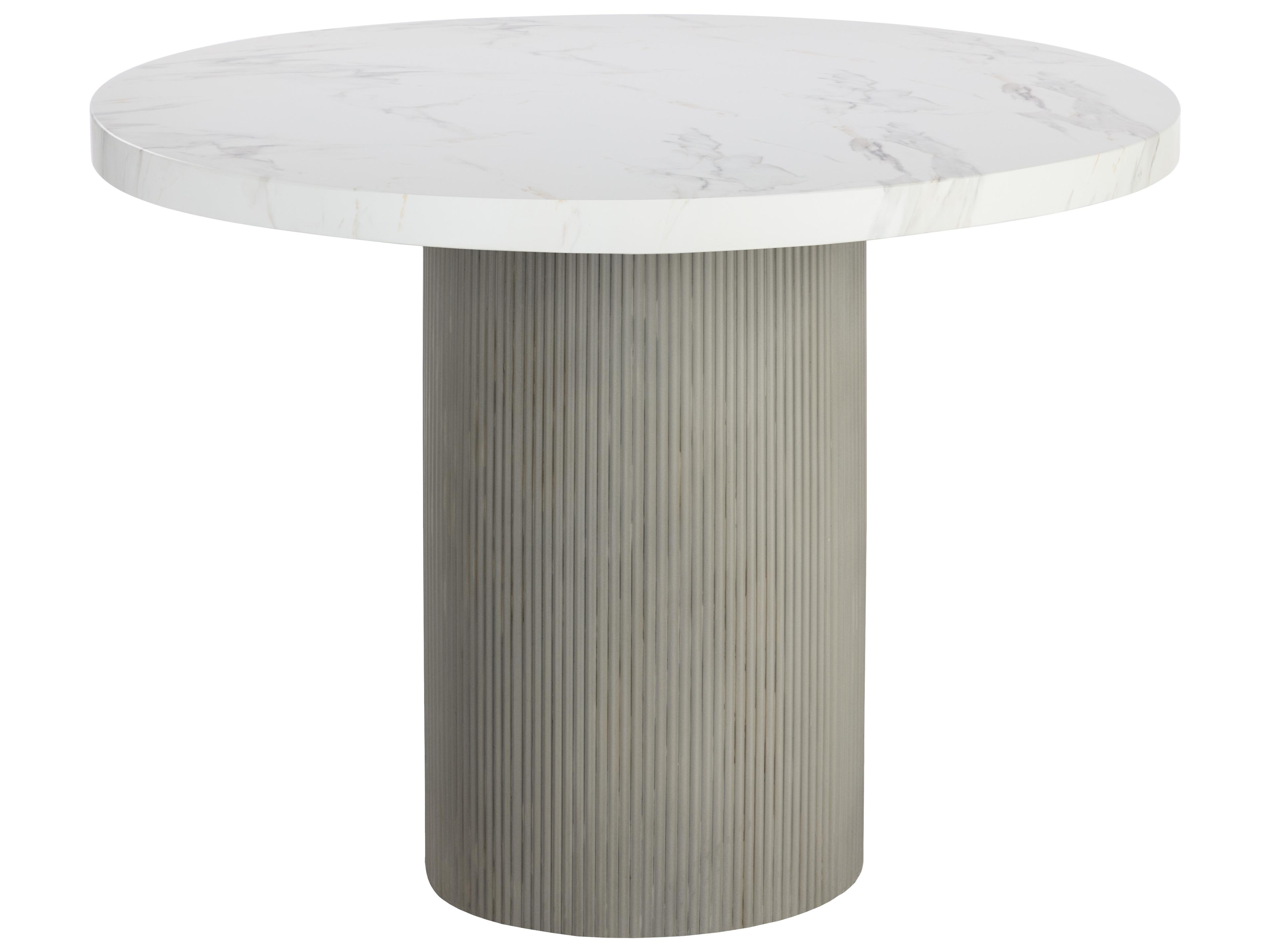 Sunpan Outdoor Nicolette Dining Table in Light Grey in Marble Look in 40"