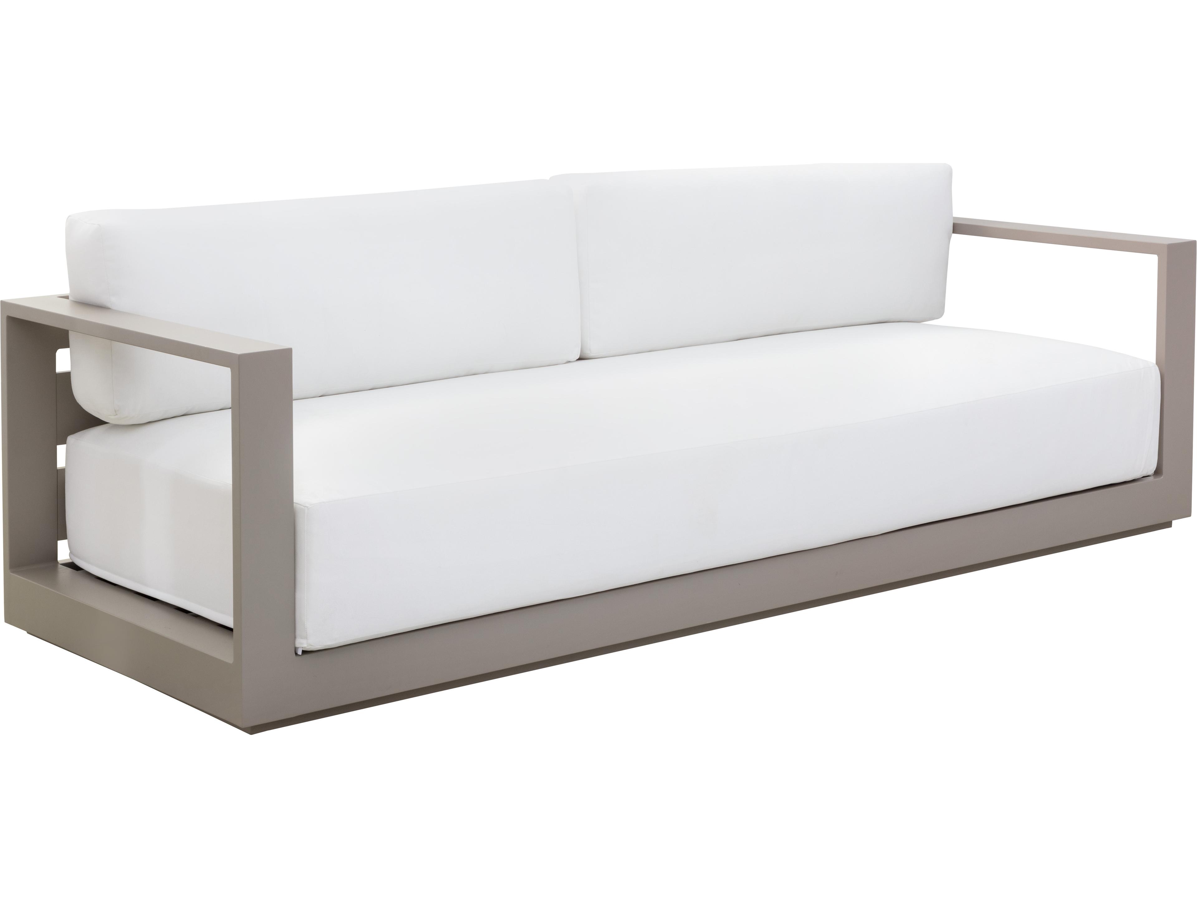 Tavira Sofa Aluminum Greige Sofa in Stinson White