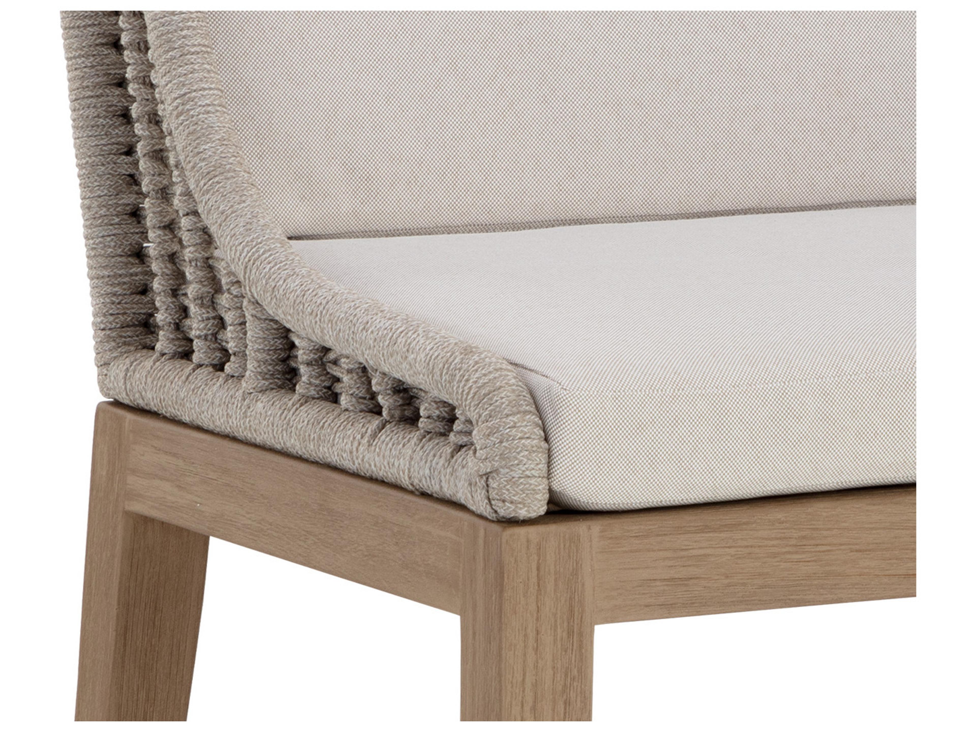 Sunpan Outdoor Sorrento Teak Wood Light Brown Dining Side Chair in Palazzo Cream