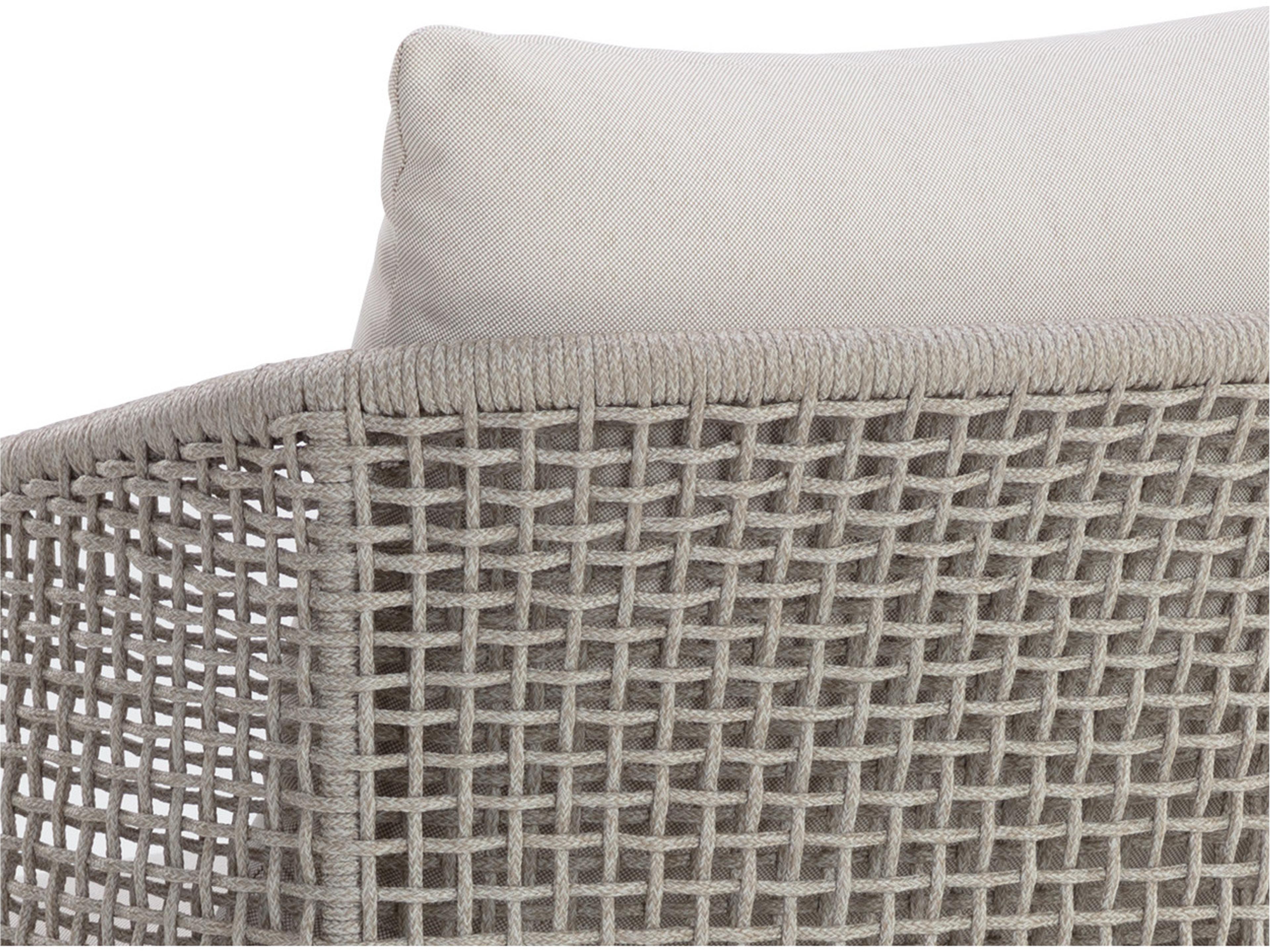 Sunpan Outdoor Capri Teak Wood Light Brown Dining Arm Chair in Palazzo Cream