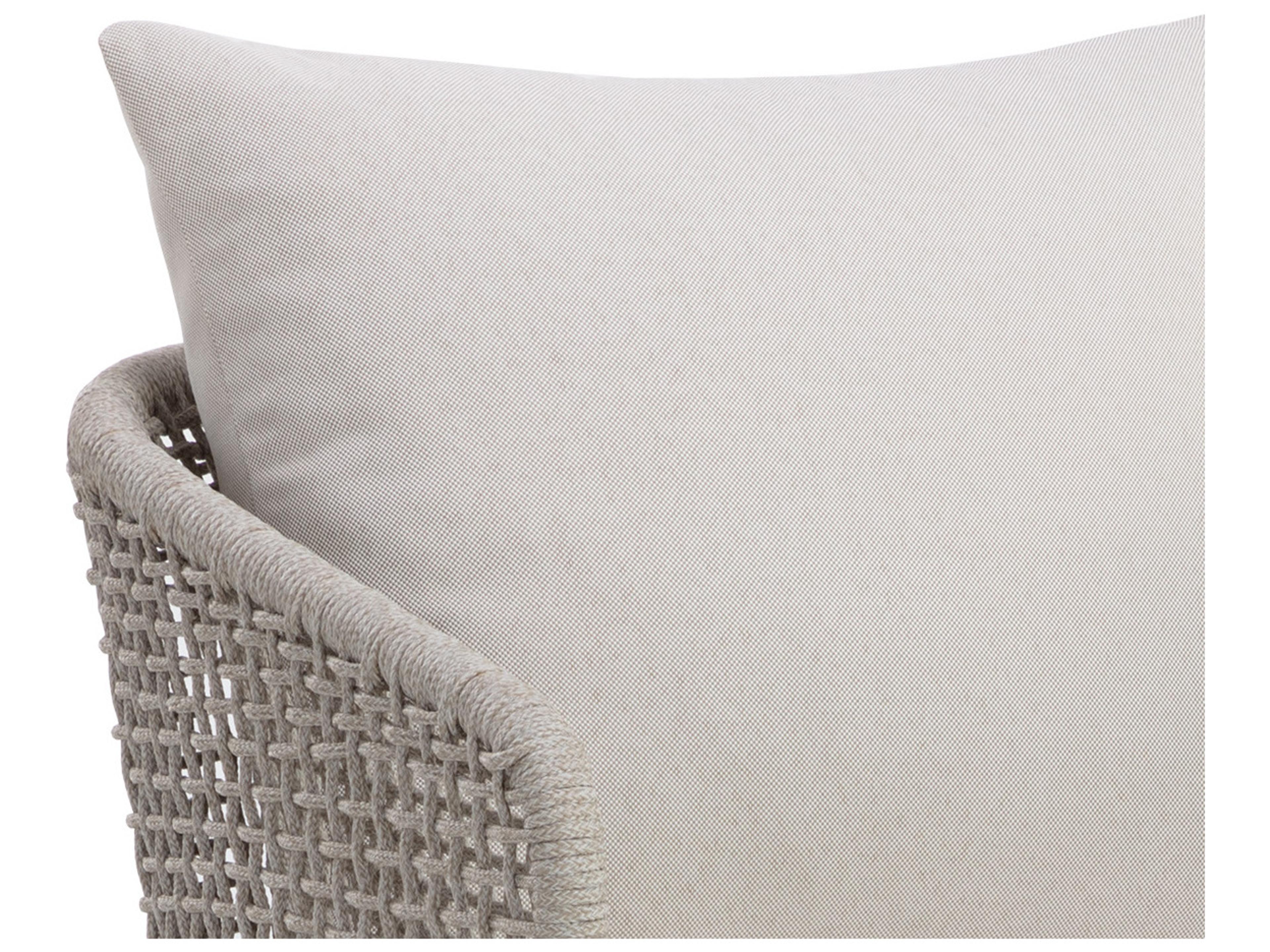 Sunpan Outdoor Capri Teak Wood Light Brown Dining Arm Chair in Palazzo Cream