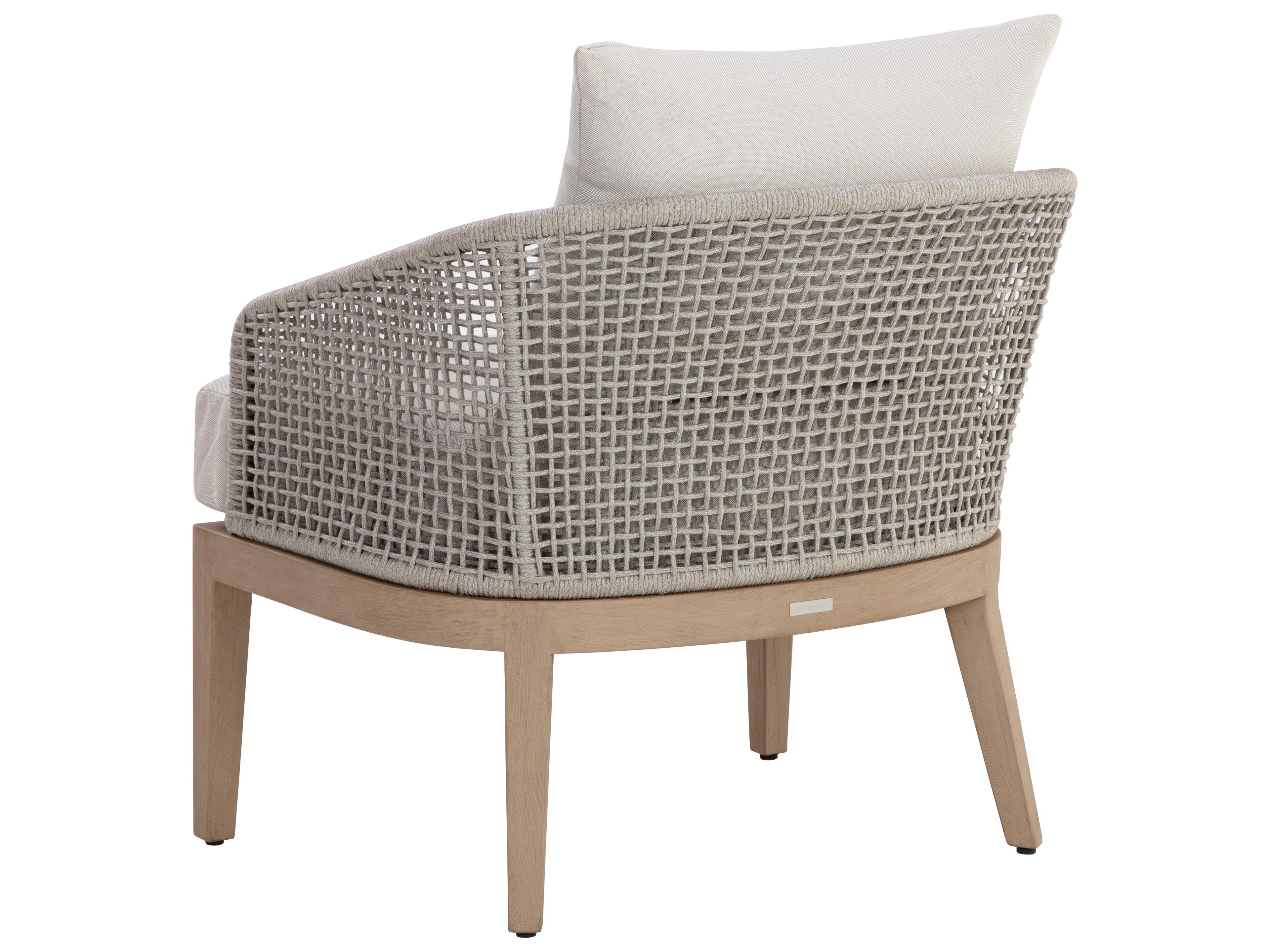Sunpan Outdoor Capri Teak Wood Light Brown Lounge Chair in Palazzo Cream
