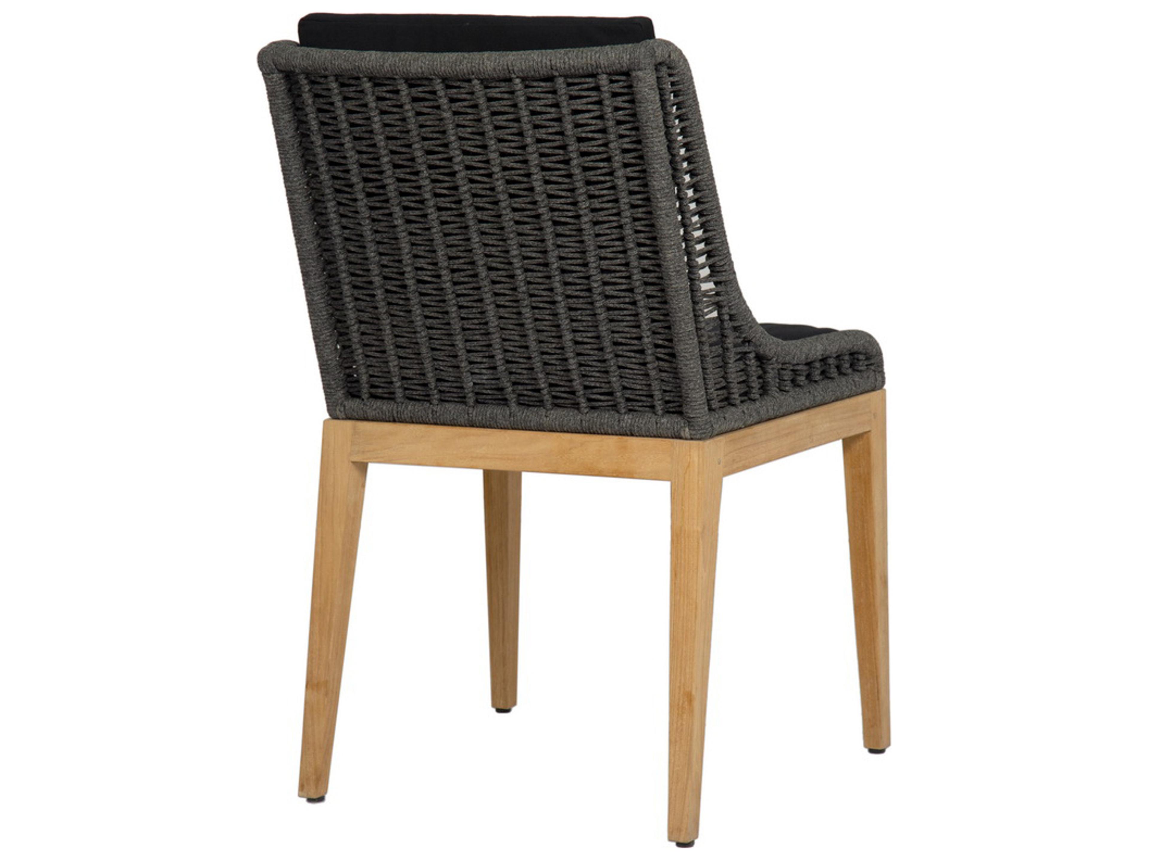Sunpan Outdoor Sorrento Teak Wood Natural Dining Side Chair in Arashi Black