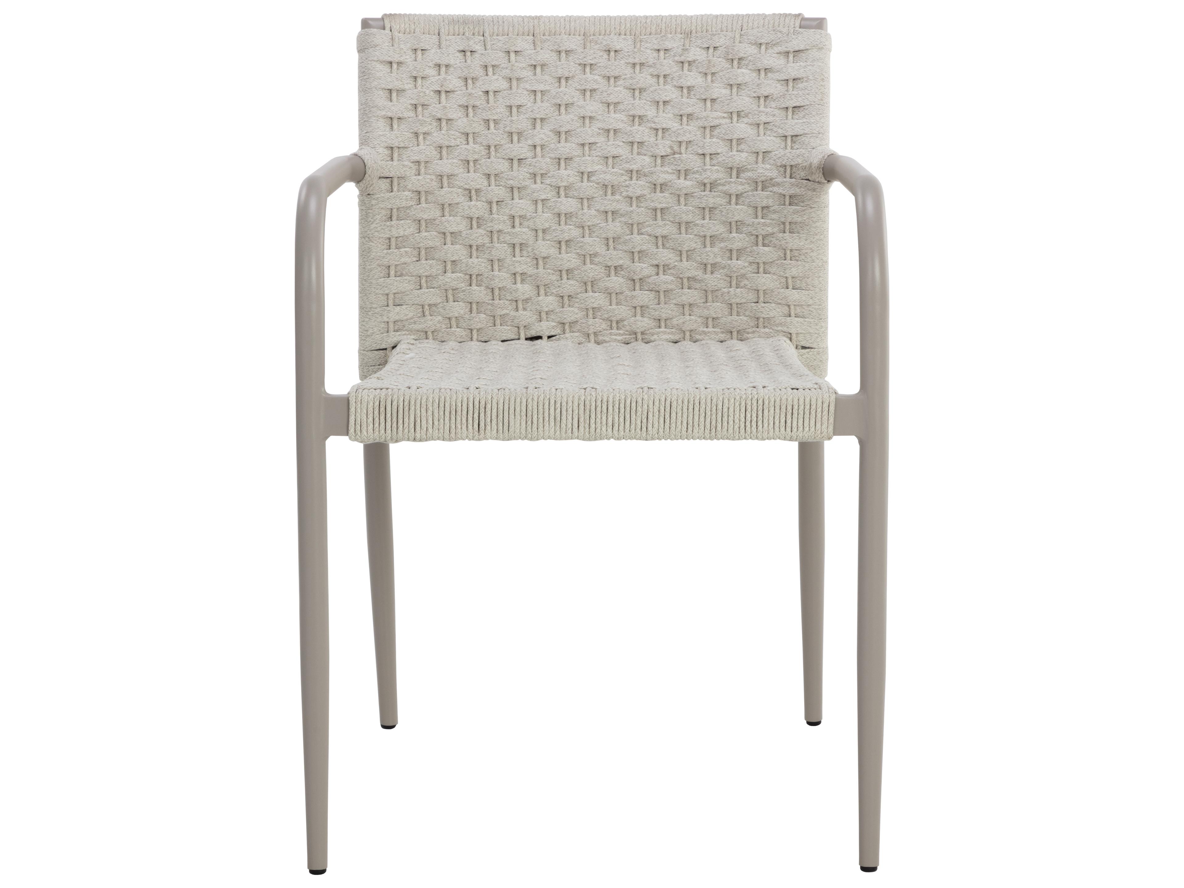Sunpan Outdoor Castella Casella Aluminum Greige Stackable Dining Arm Chair in Cream