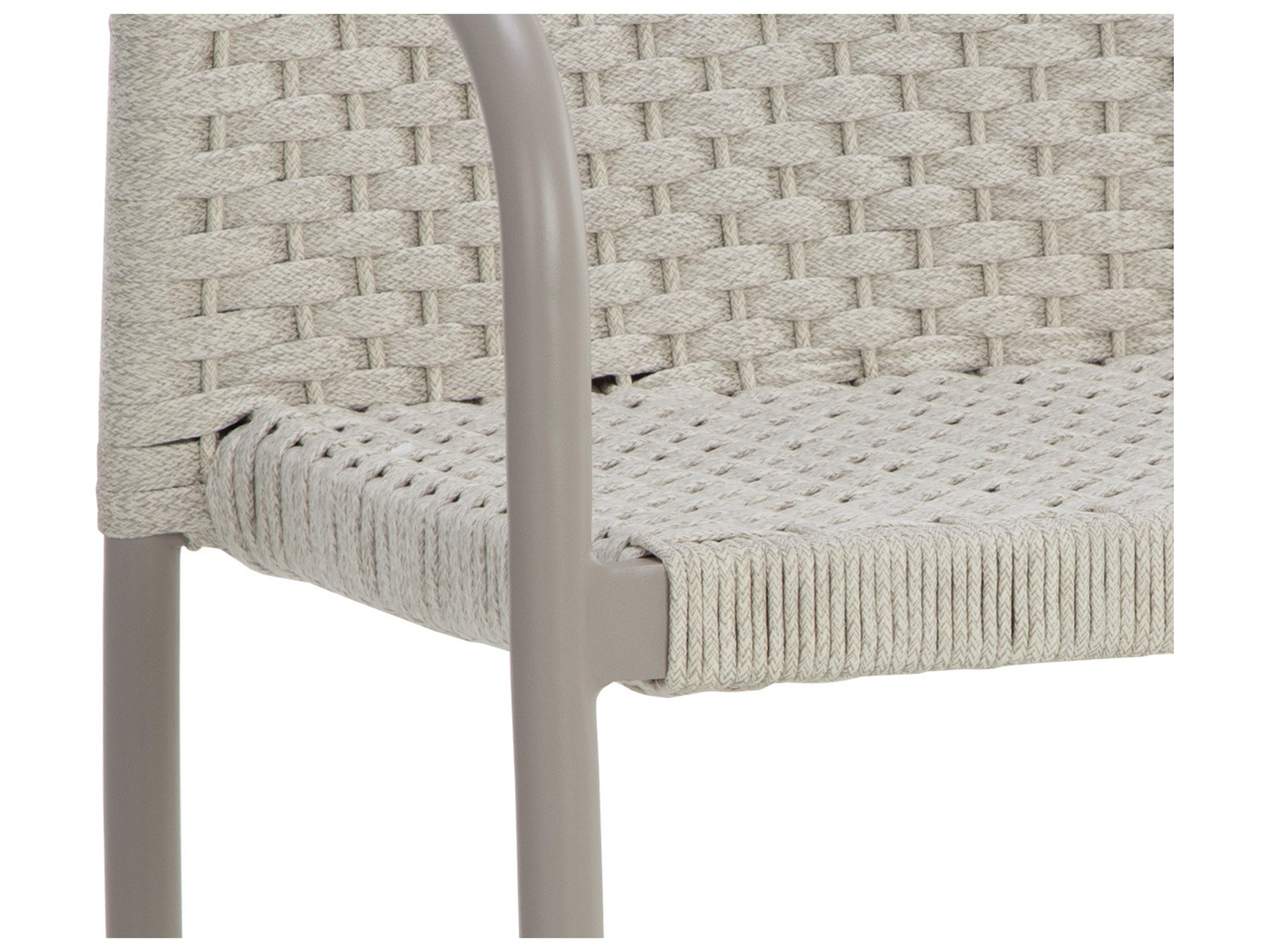 Sunpan Outdoor Castella Casella Aluminum Greige Stackable Dining Arm Chair in Cream