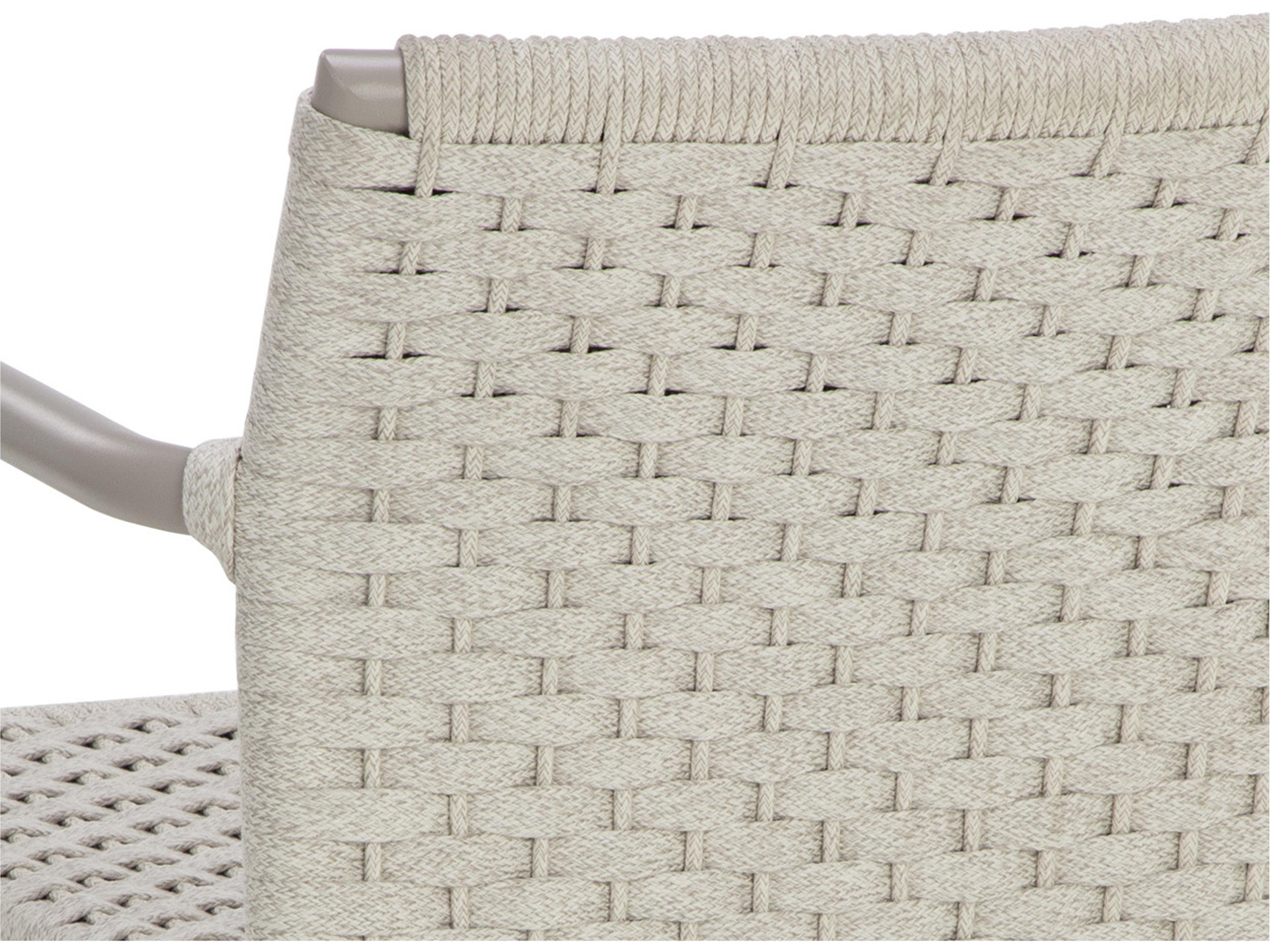 Sunpan Outdoor Castella Casella Aluminum Greige Stackable Dining Arm Chair in Cream