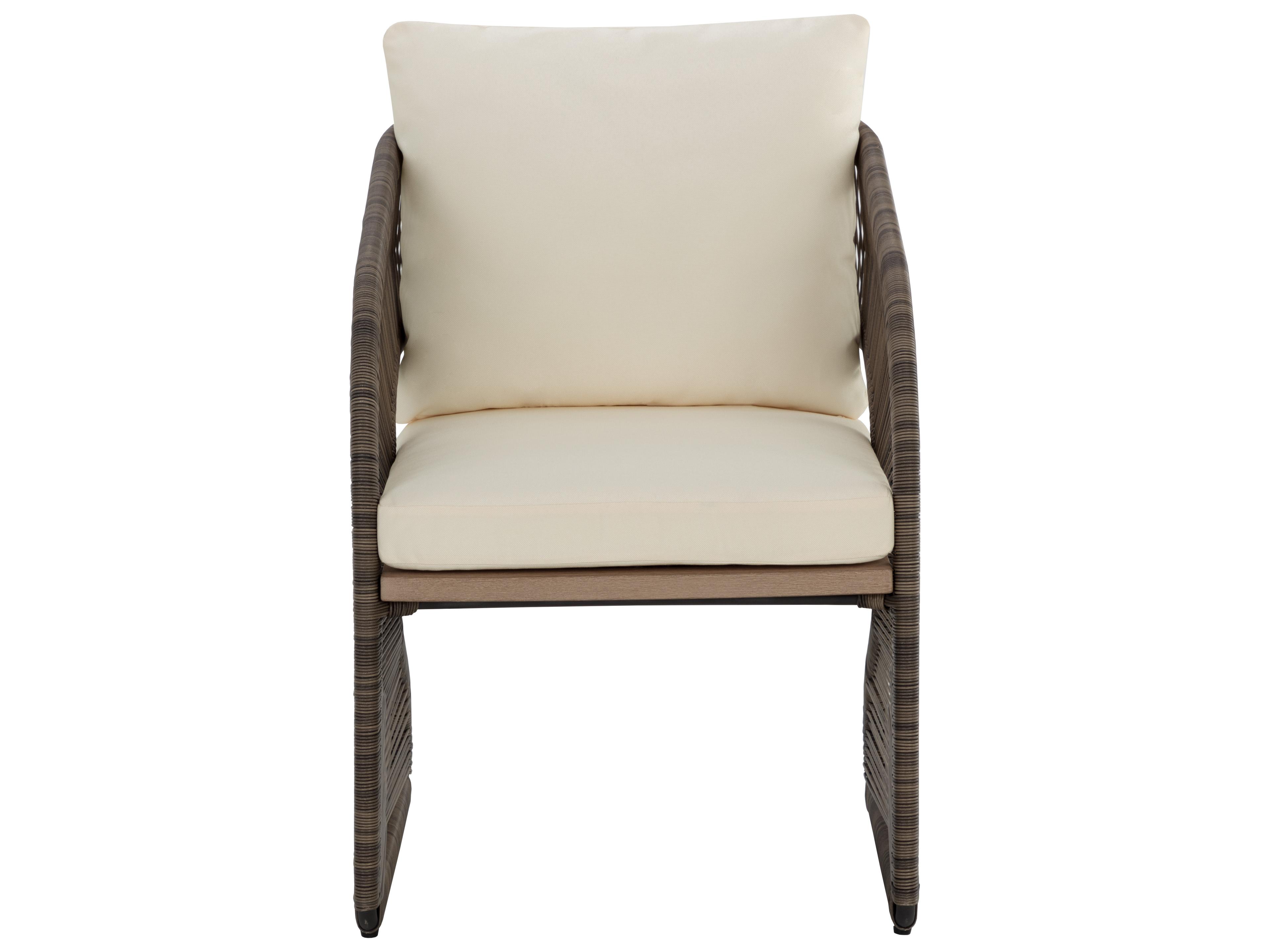 Sunpan Outdoor Toulon Aluminum Dark Grey Dining Arm Chair in Stinson Cream