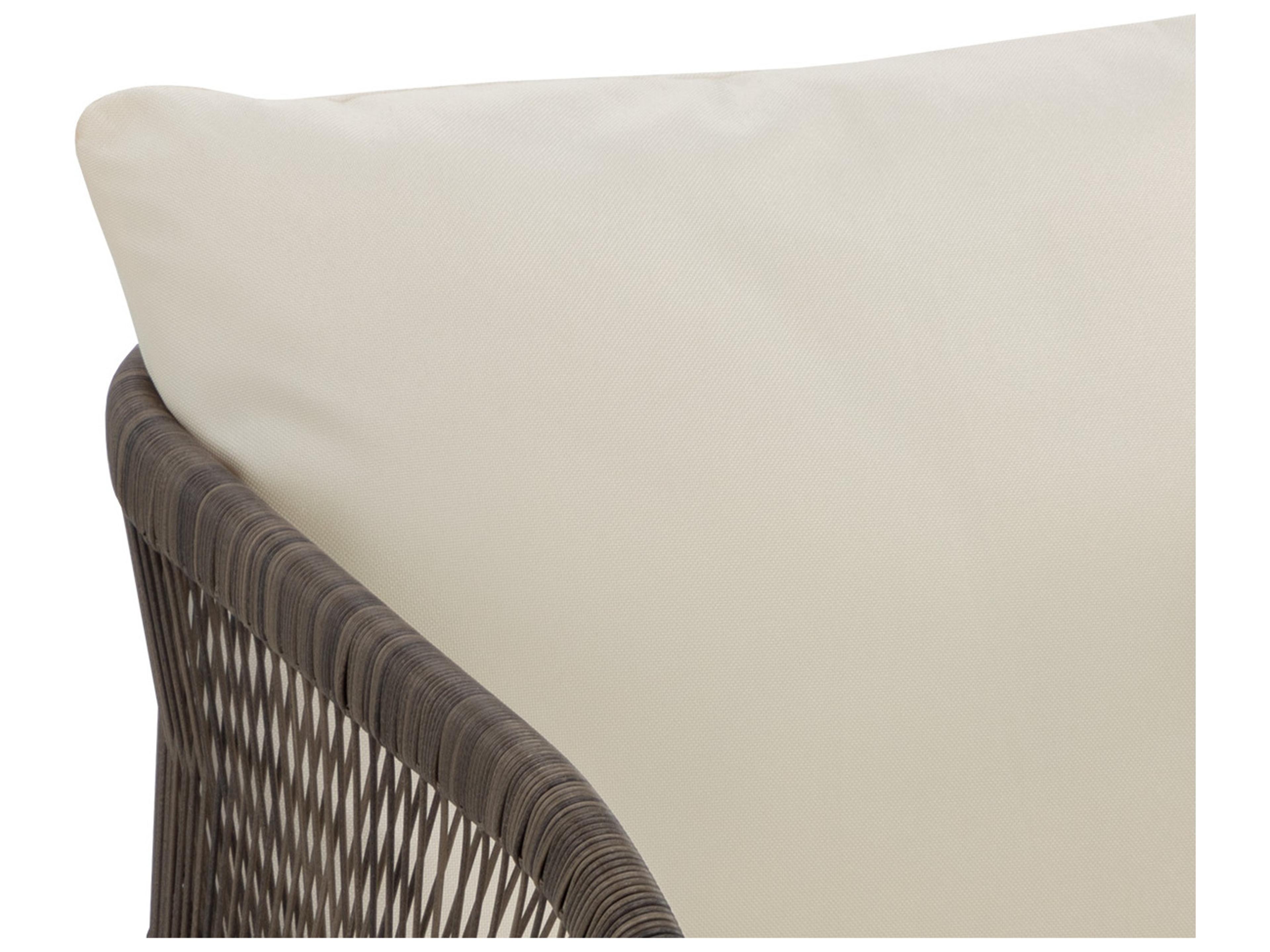 Sunpan Outdoor Toulon Aluminum Dark Grey Dining Arm Chair in Stinson Cream