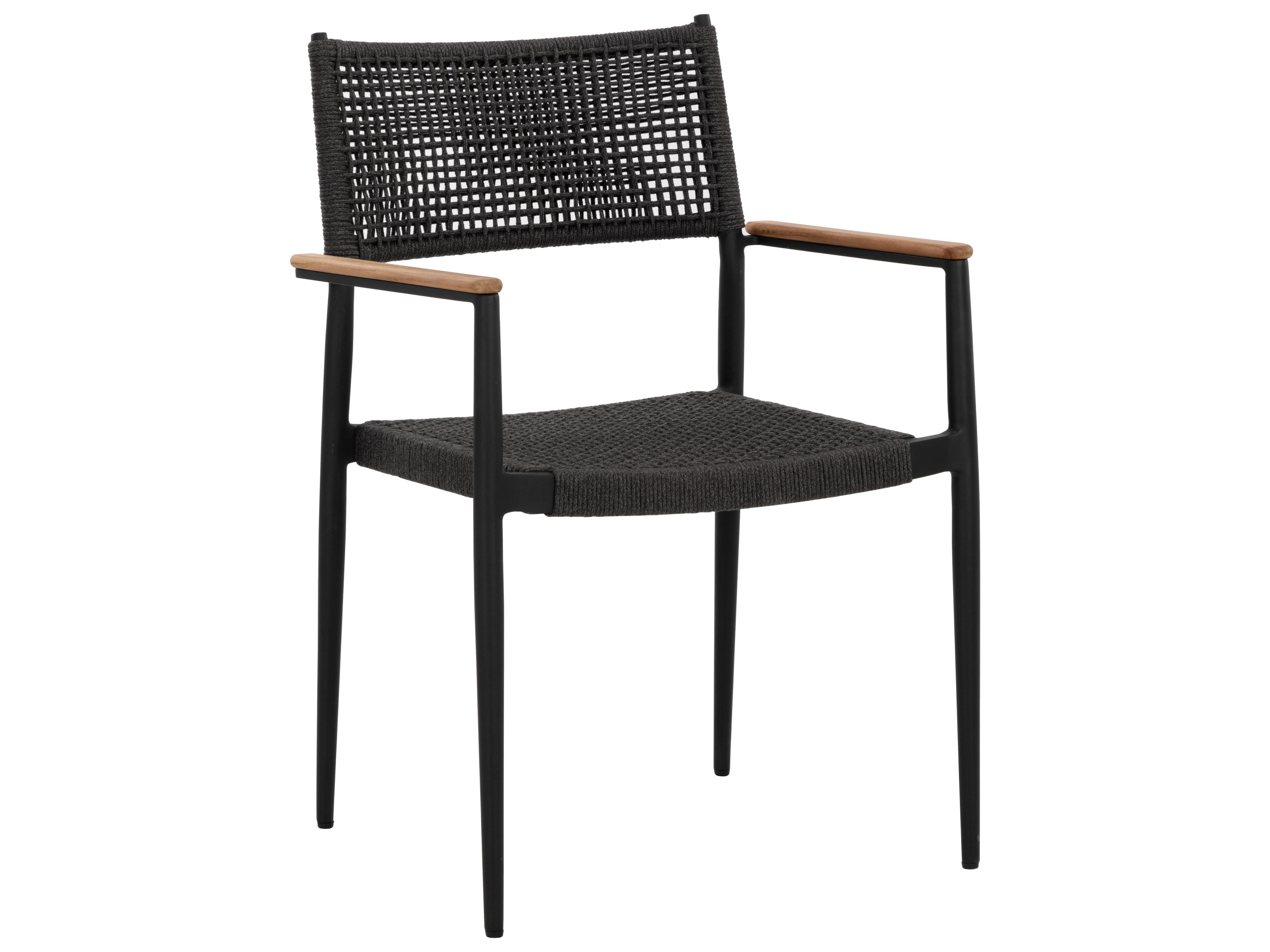 Nava Aluminum Black Stackable Dining Arm Chair