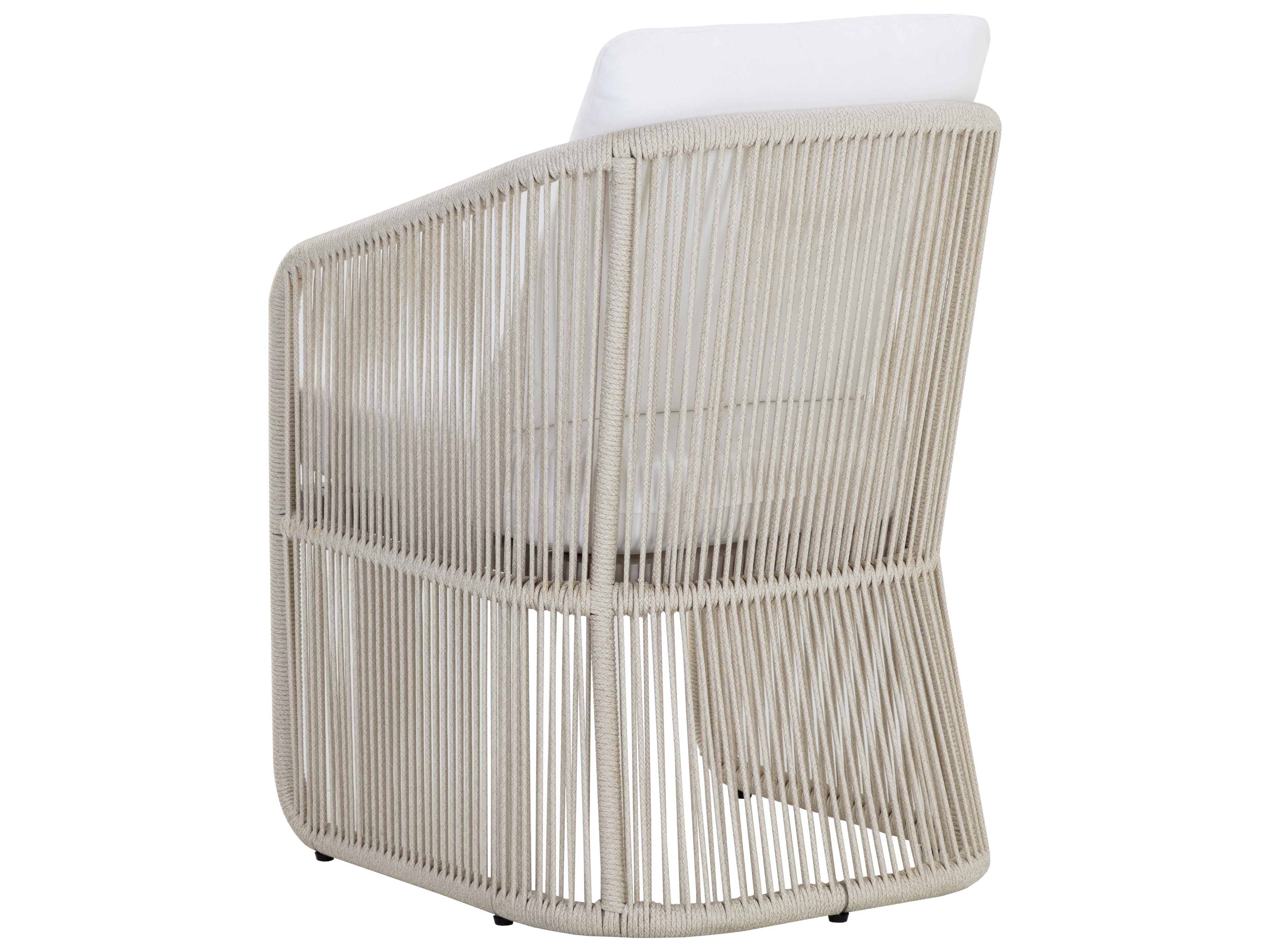 Sunpan Outdoor Allariz Aluminum Rope Greige Dining Arm Chair in Stinson White