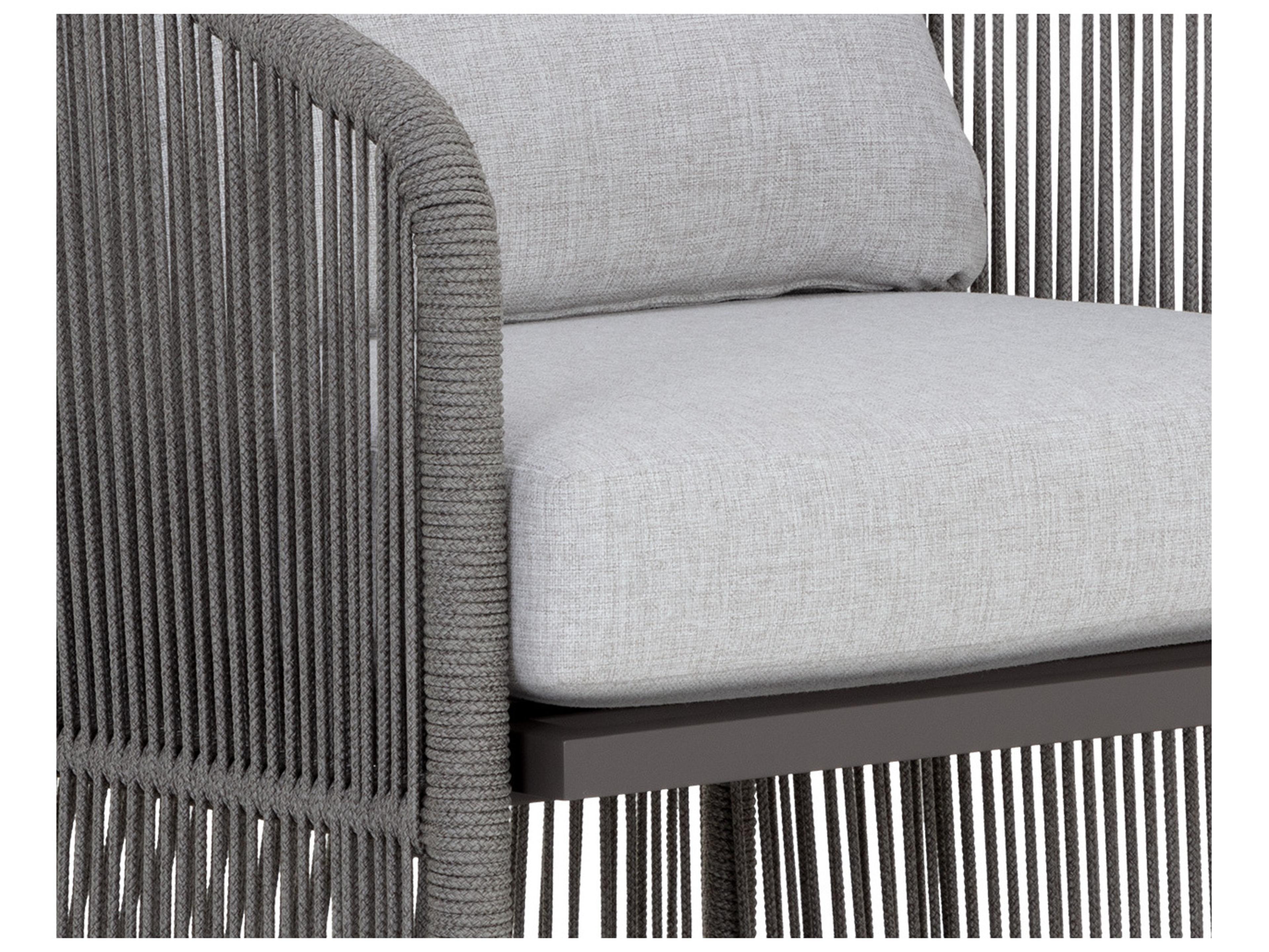 Sunpan Outdoor Allariz Aluminum Rope Warm Grey Dining Arm Chair in Gracebay Light Grey