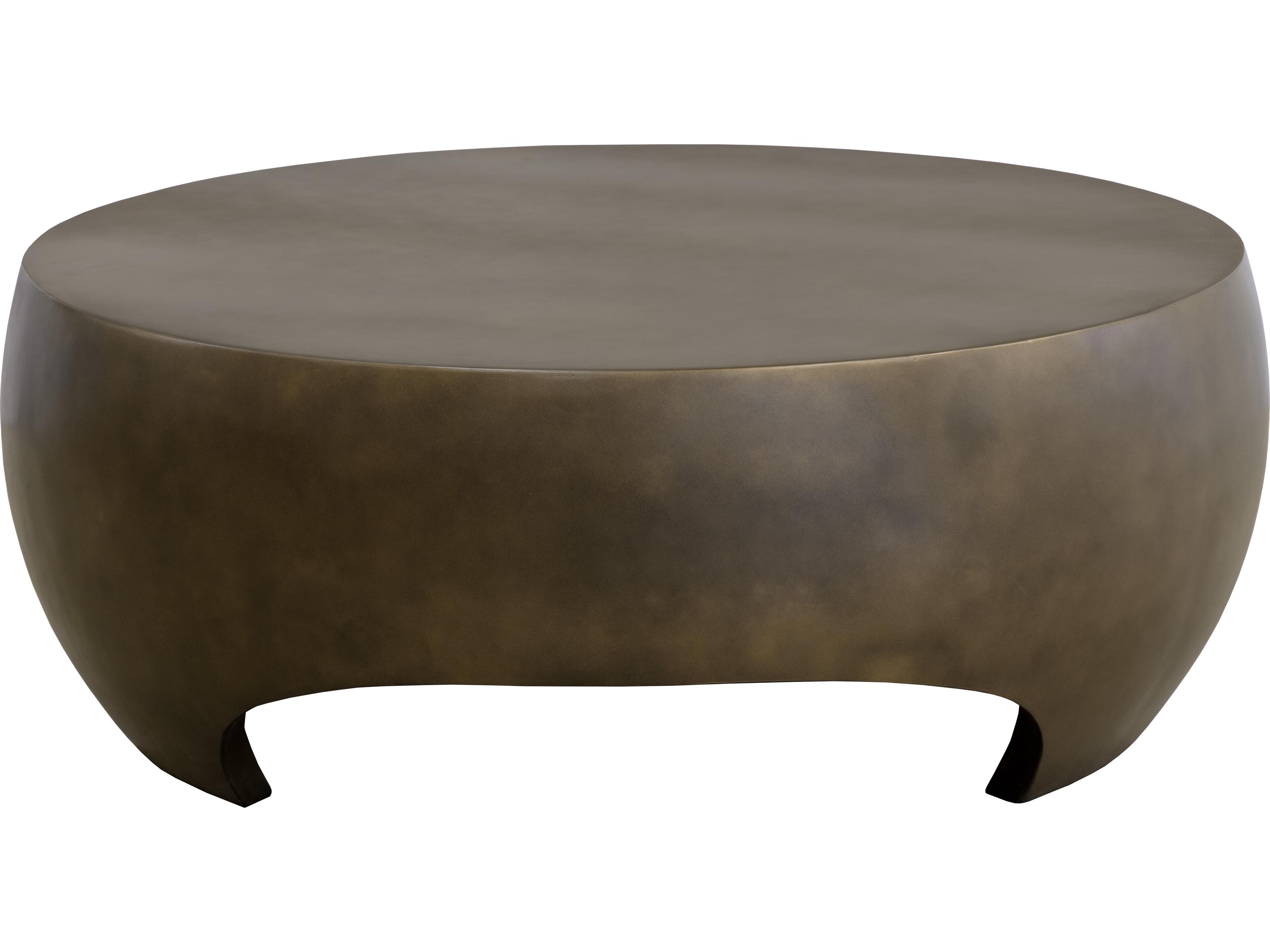 Sunpan Outdoor Tarsus Concrete Antique Bronze Round Coffee Table