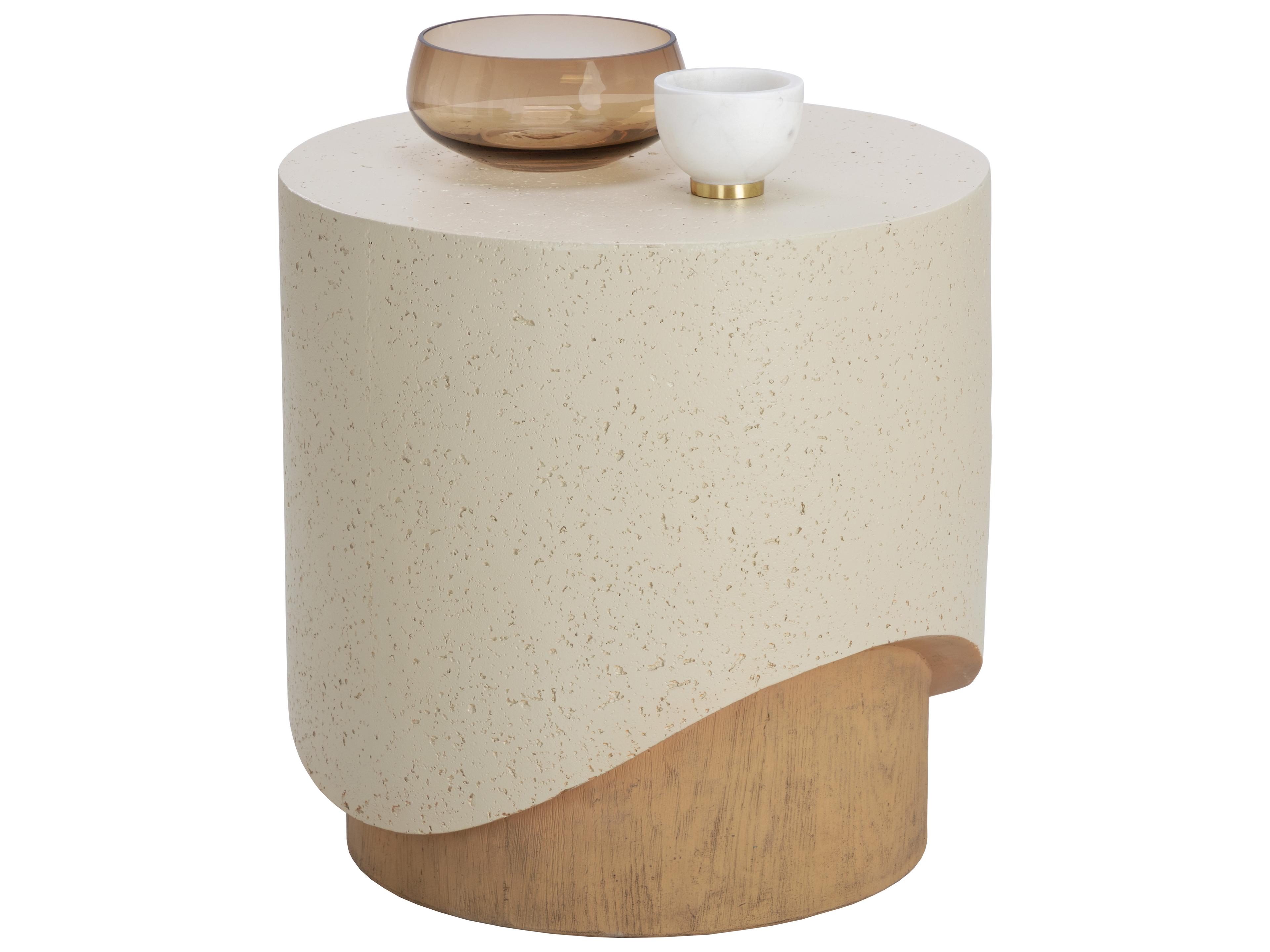 Sunpan Outdoor Patras Concrete Cream Round End Table