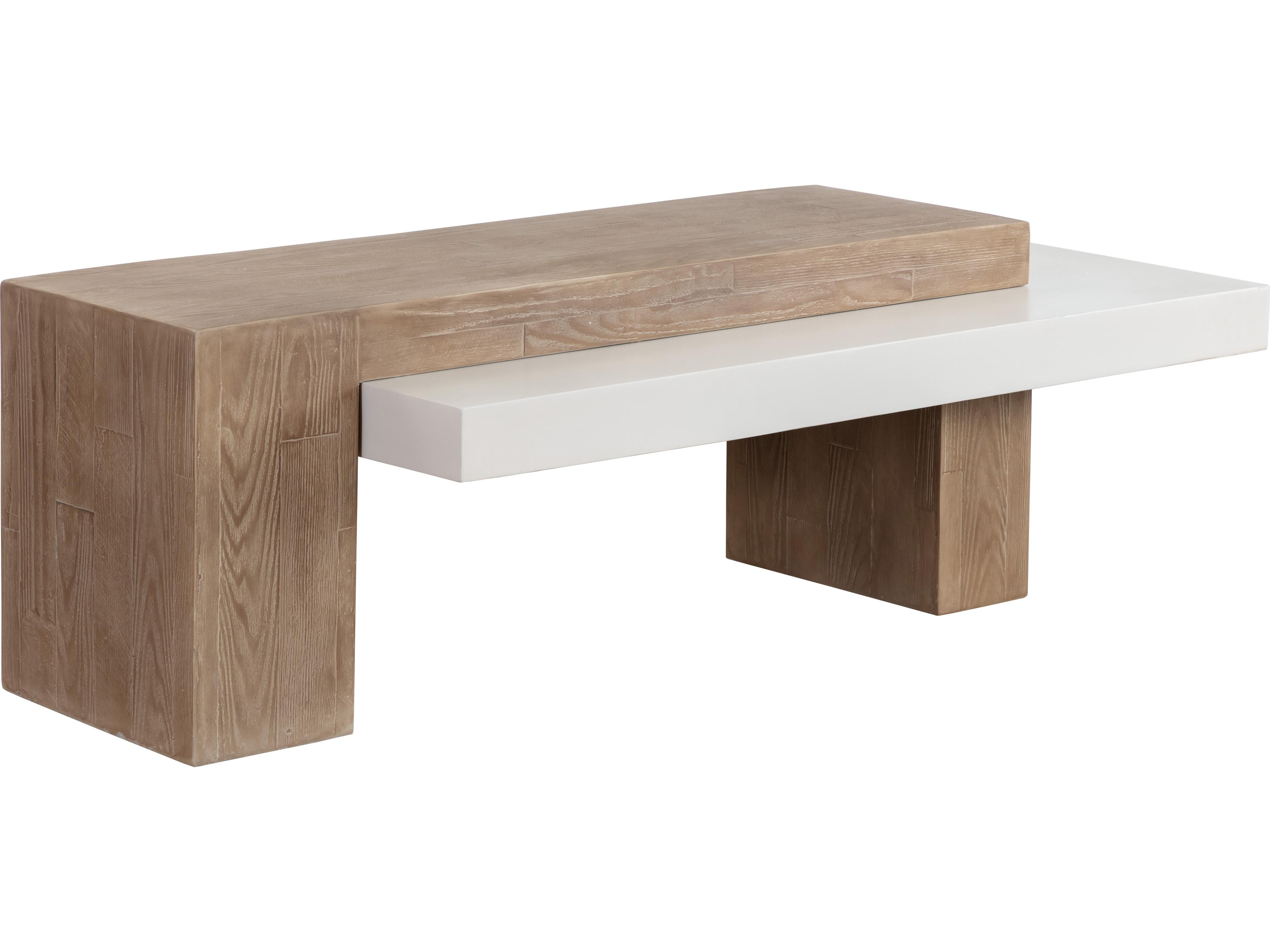 Sunpan Outdoor Solterra Herriot Concrete Light Brown Rectangular Coffee Table