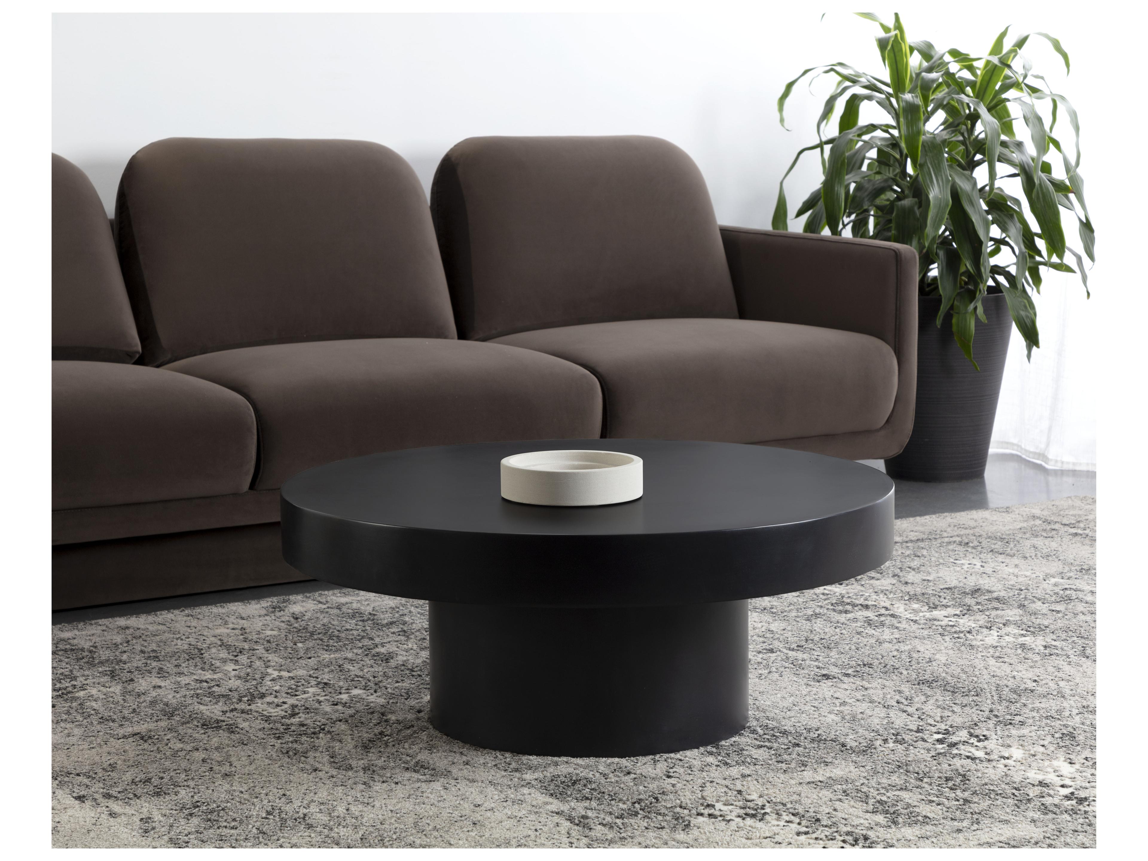 Sunpan Outdoor MIXT Brando Concrete Black Round Coffee Table