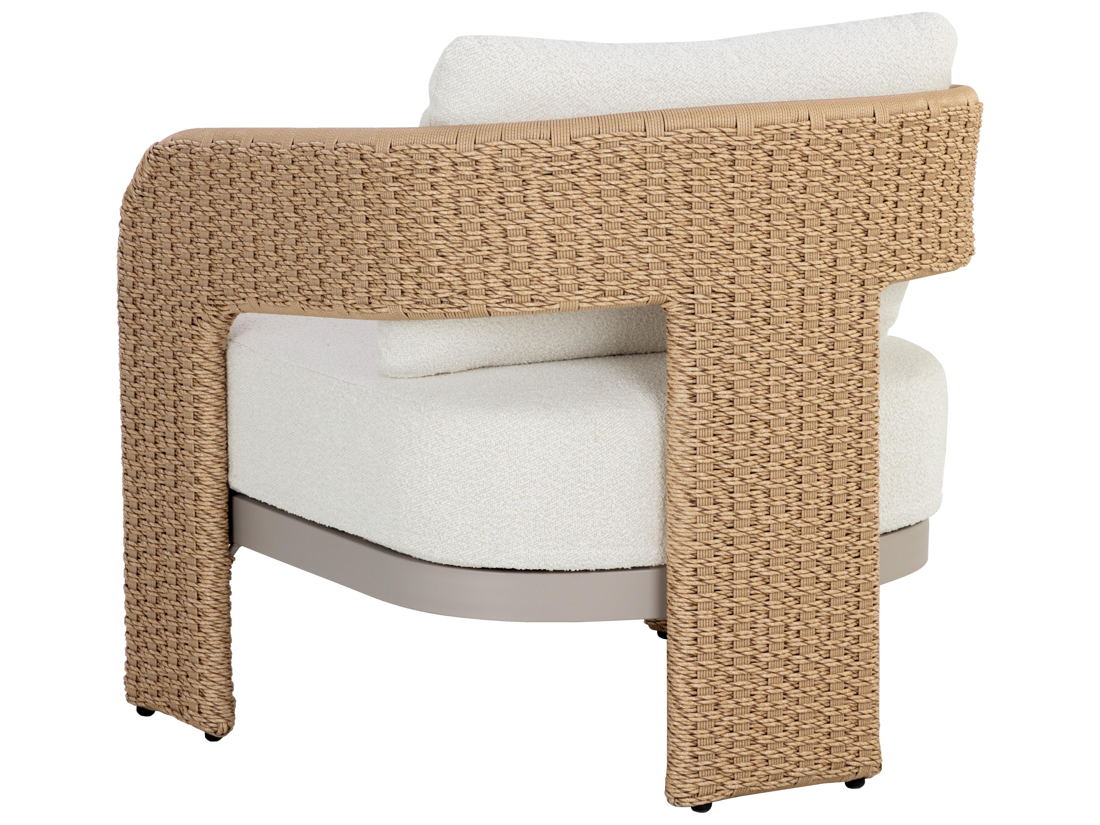 Sunpan Outdoor Pylos Wicker Natural Lounge Chair in Louis Cream
