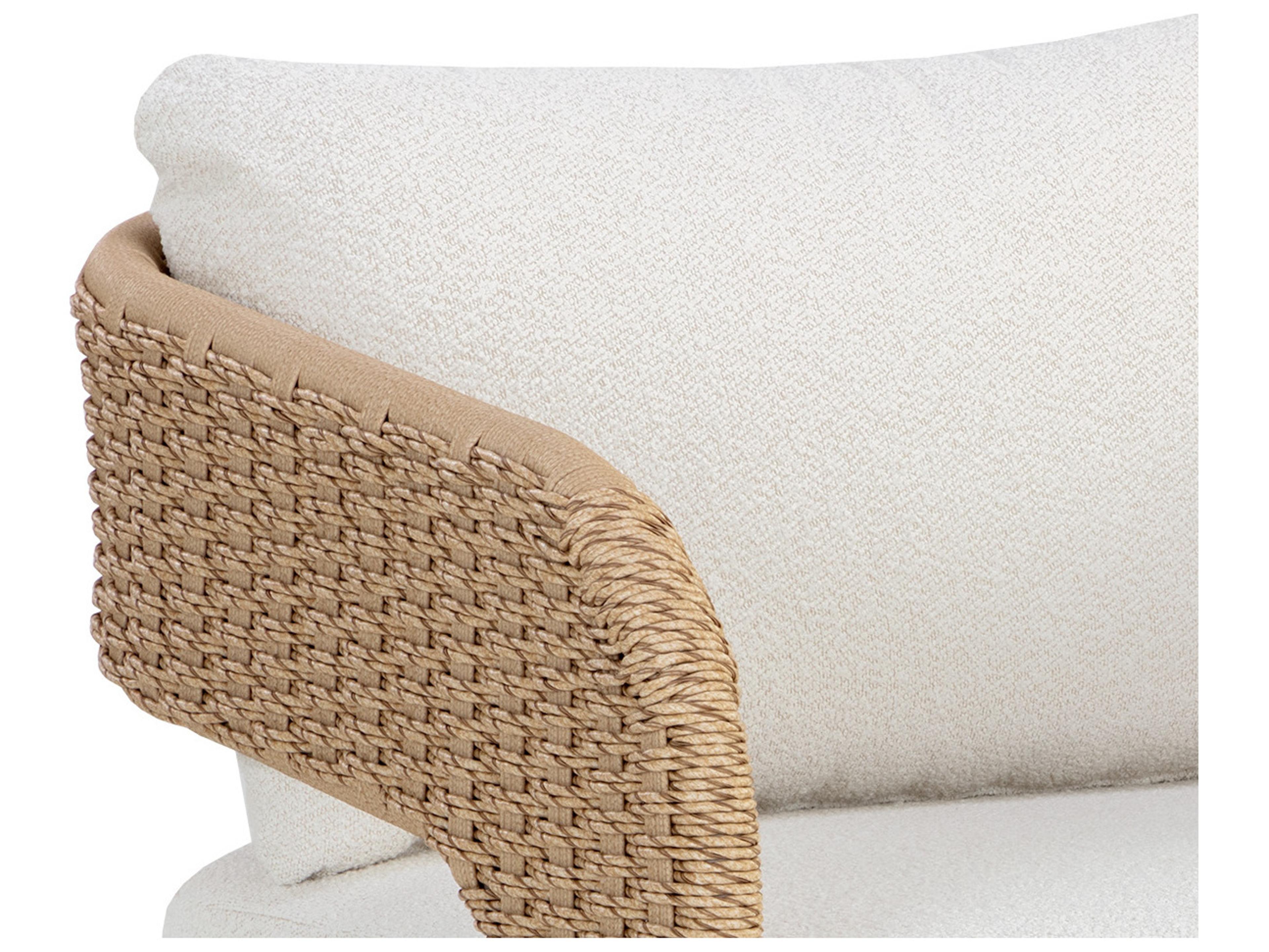 Sunpan Outdoor Pylos Wicker Natural Lounge Chair in Louis Cream