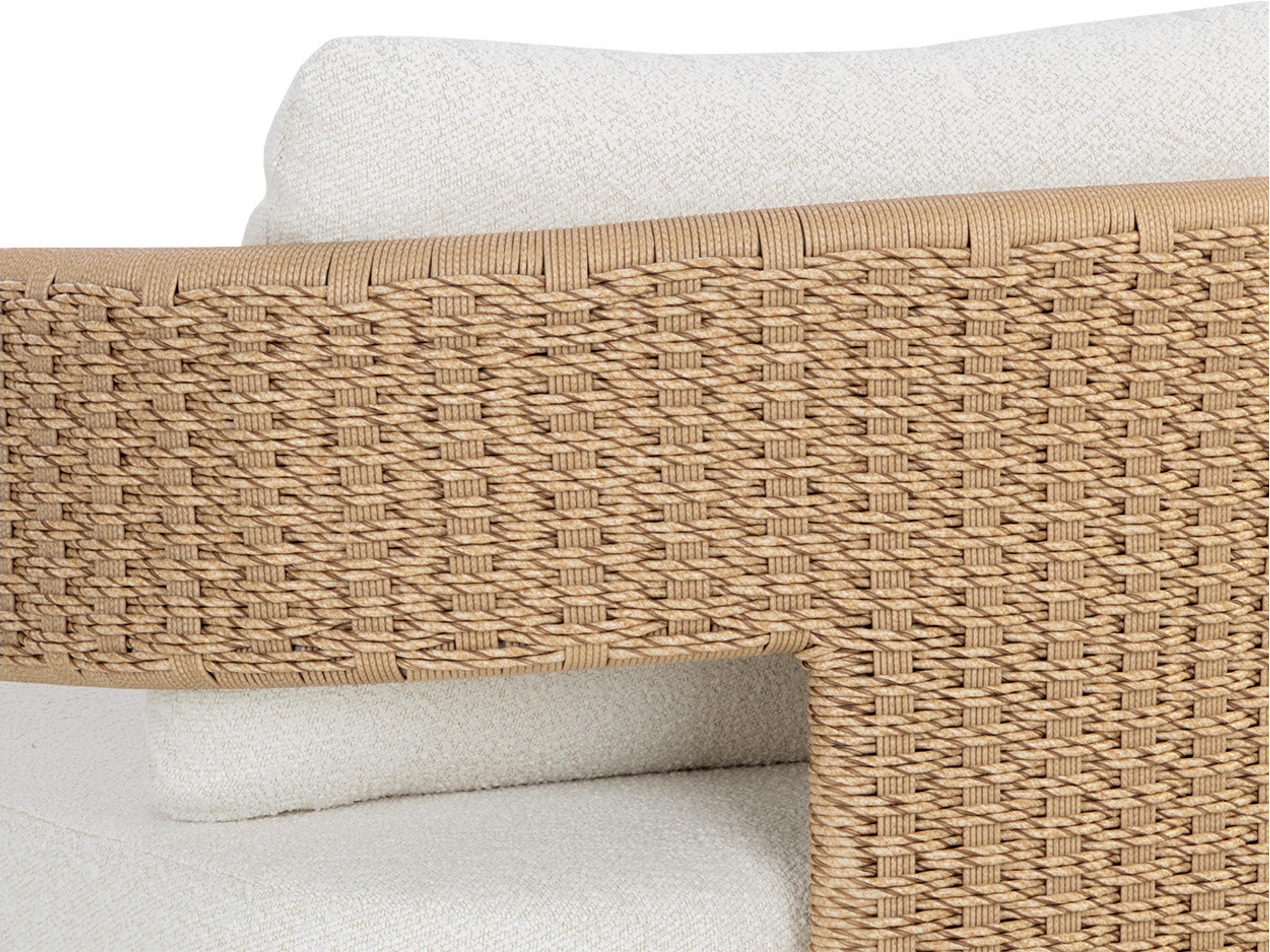 Sunpan Outdoor Pylos Wicker Natural Lounge Chair in Louis Cream