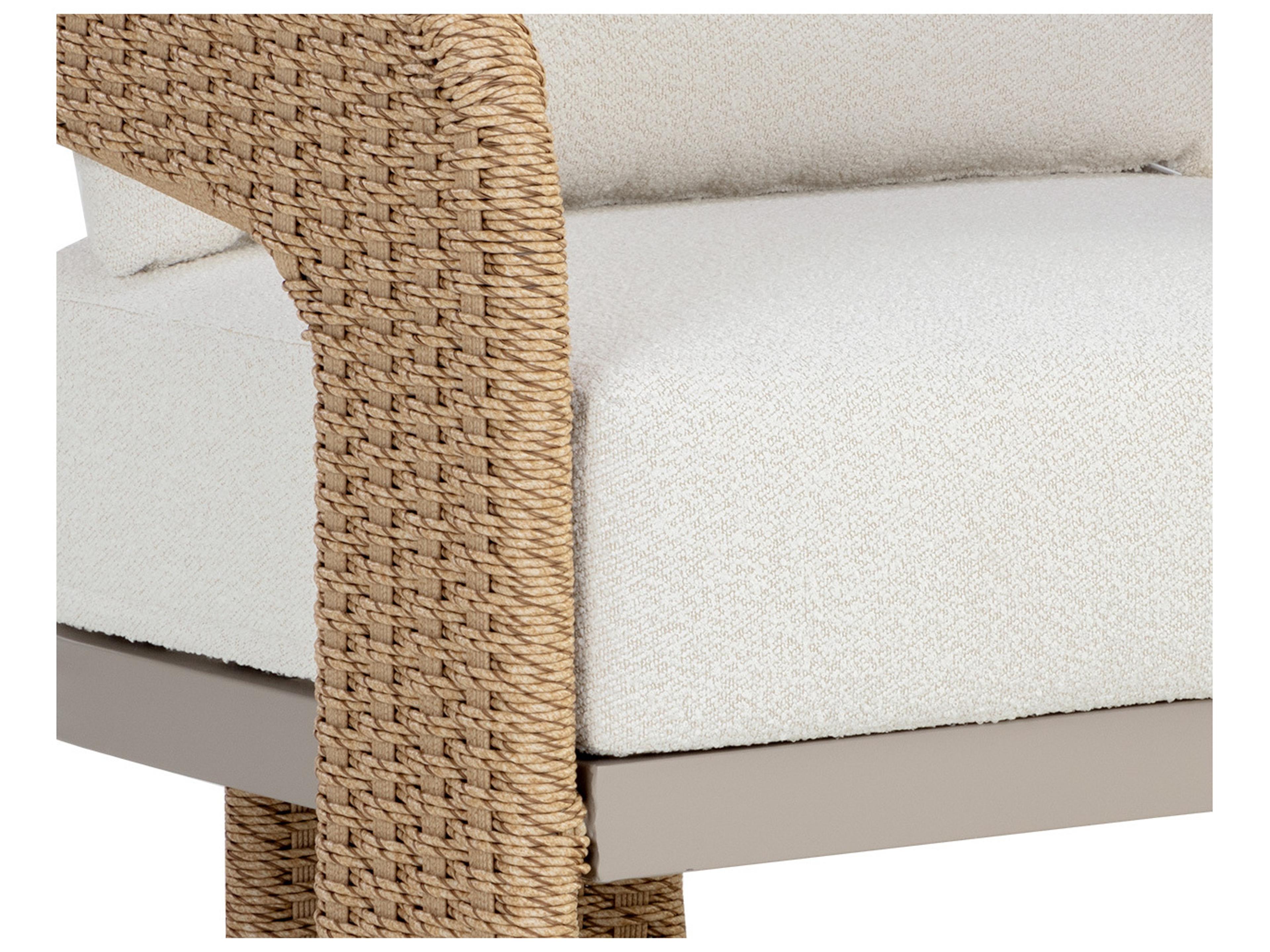 Sunpan Outdoor Pylos Wicker Natural Lounge Chair in Louis Cream